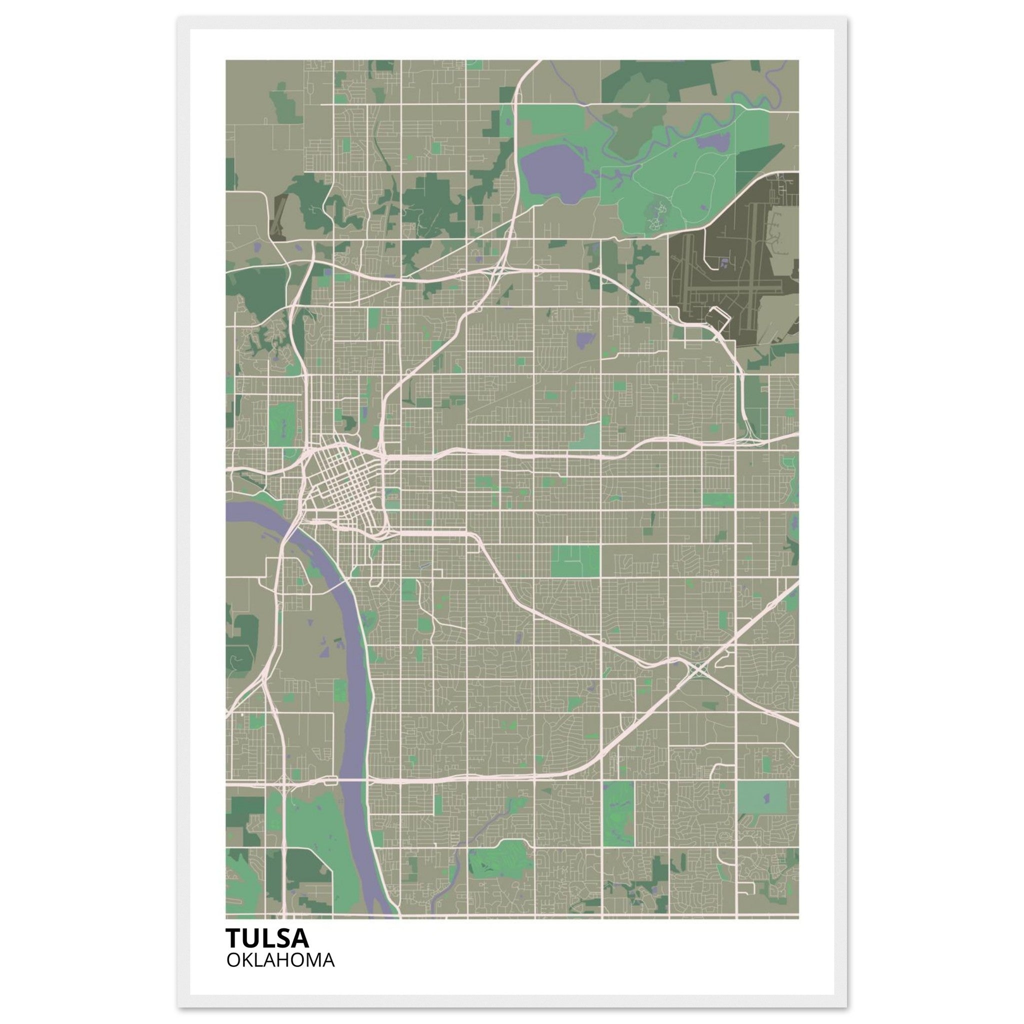 tulsa map poster print