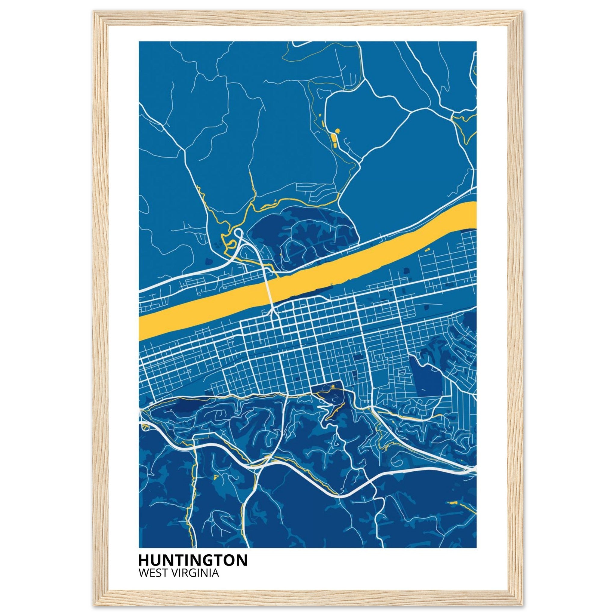 Huntington West Virginia City Map Poster | Custom Map Art Print - Ink And Atlas