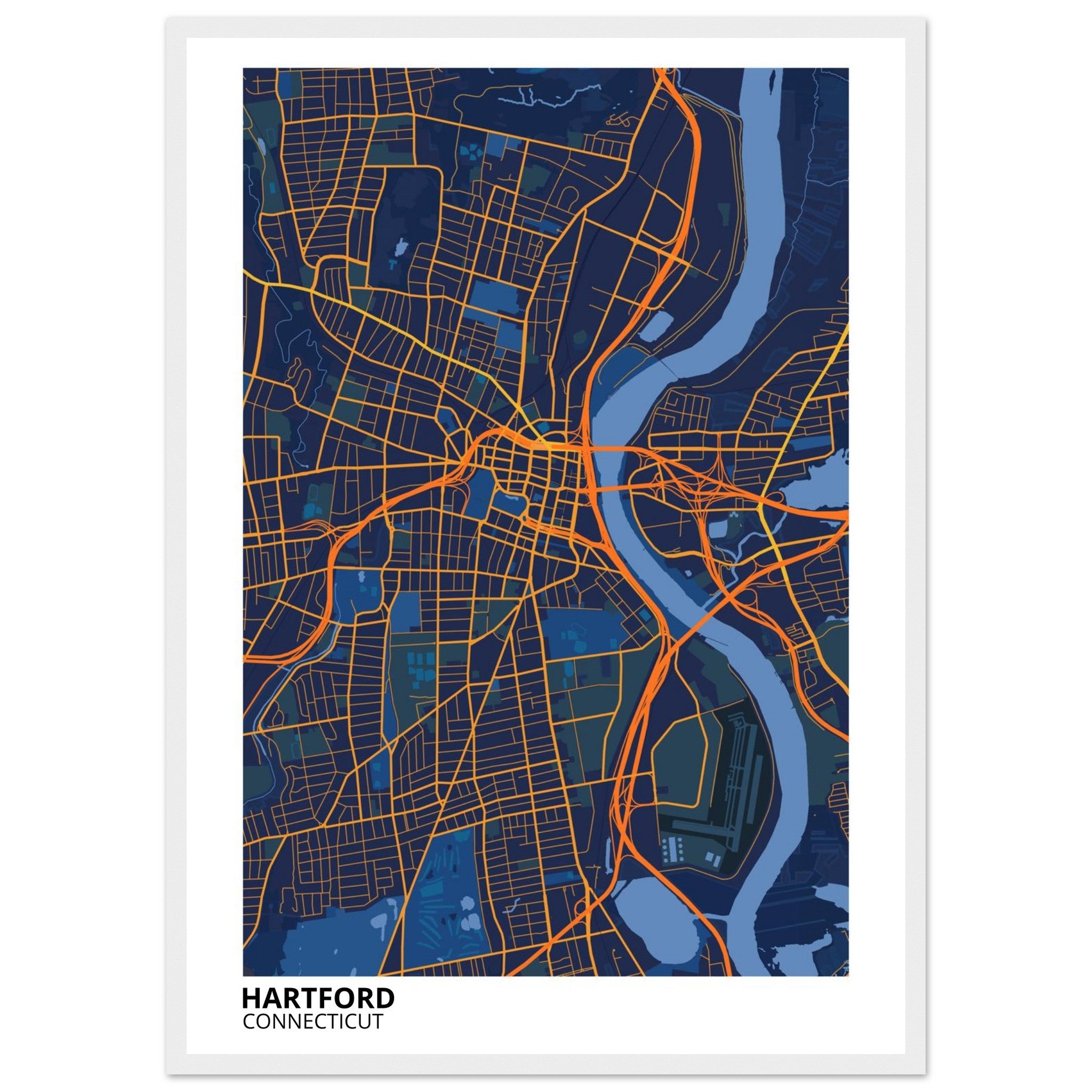 hartford map poster print