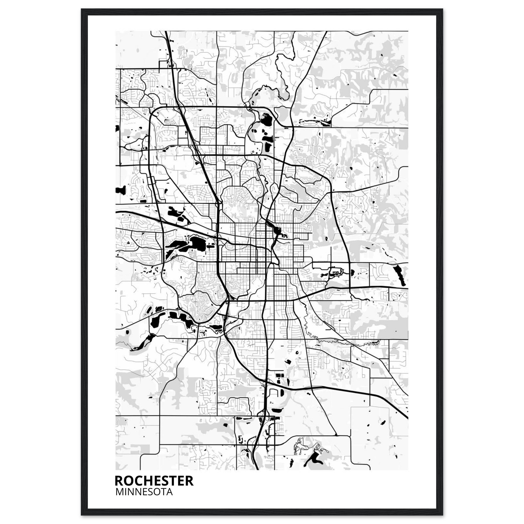 rochester minnesota map poster print