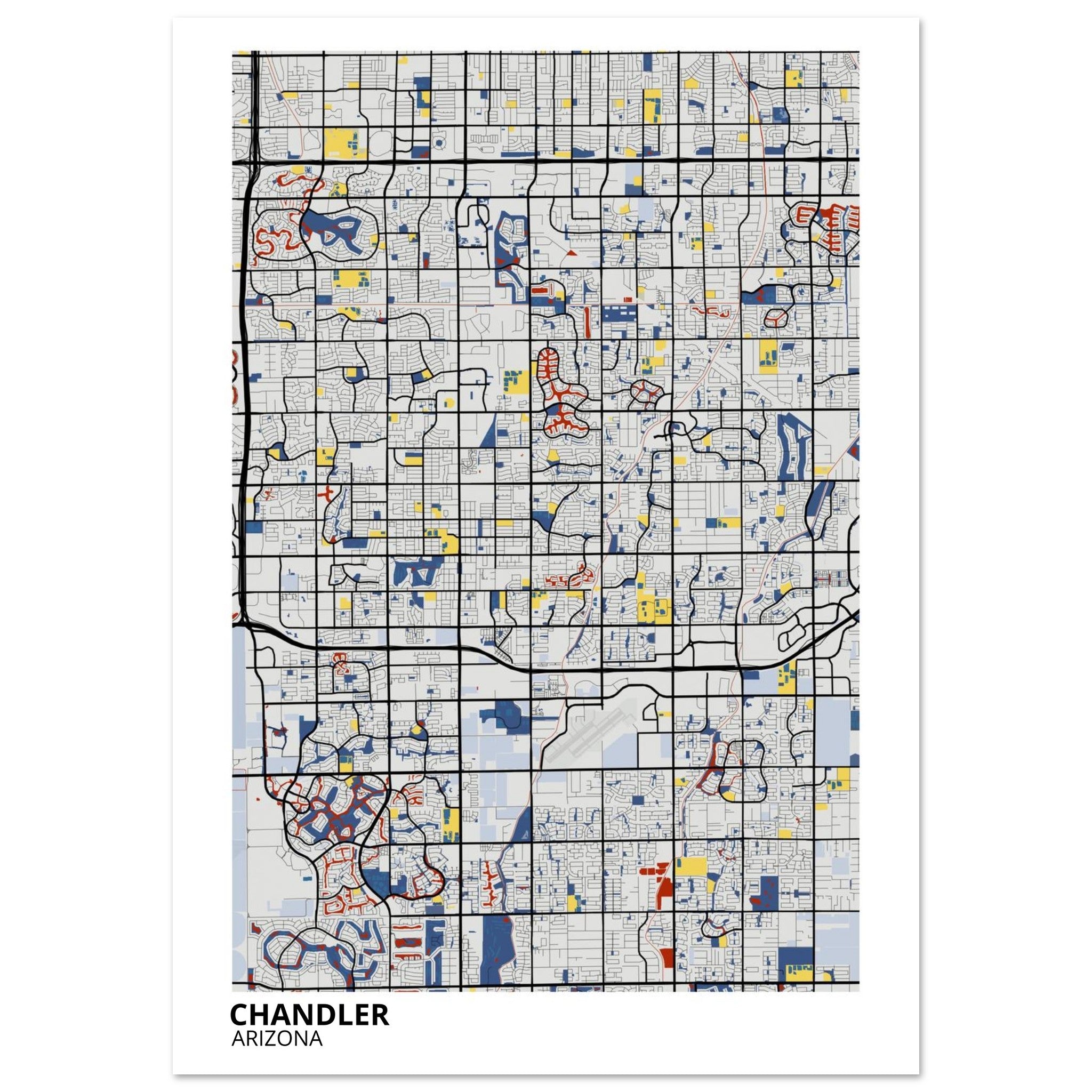 Chandler Arizona City Map Poster | Custom Map Art Print - Ink And Atlas