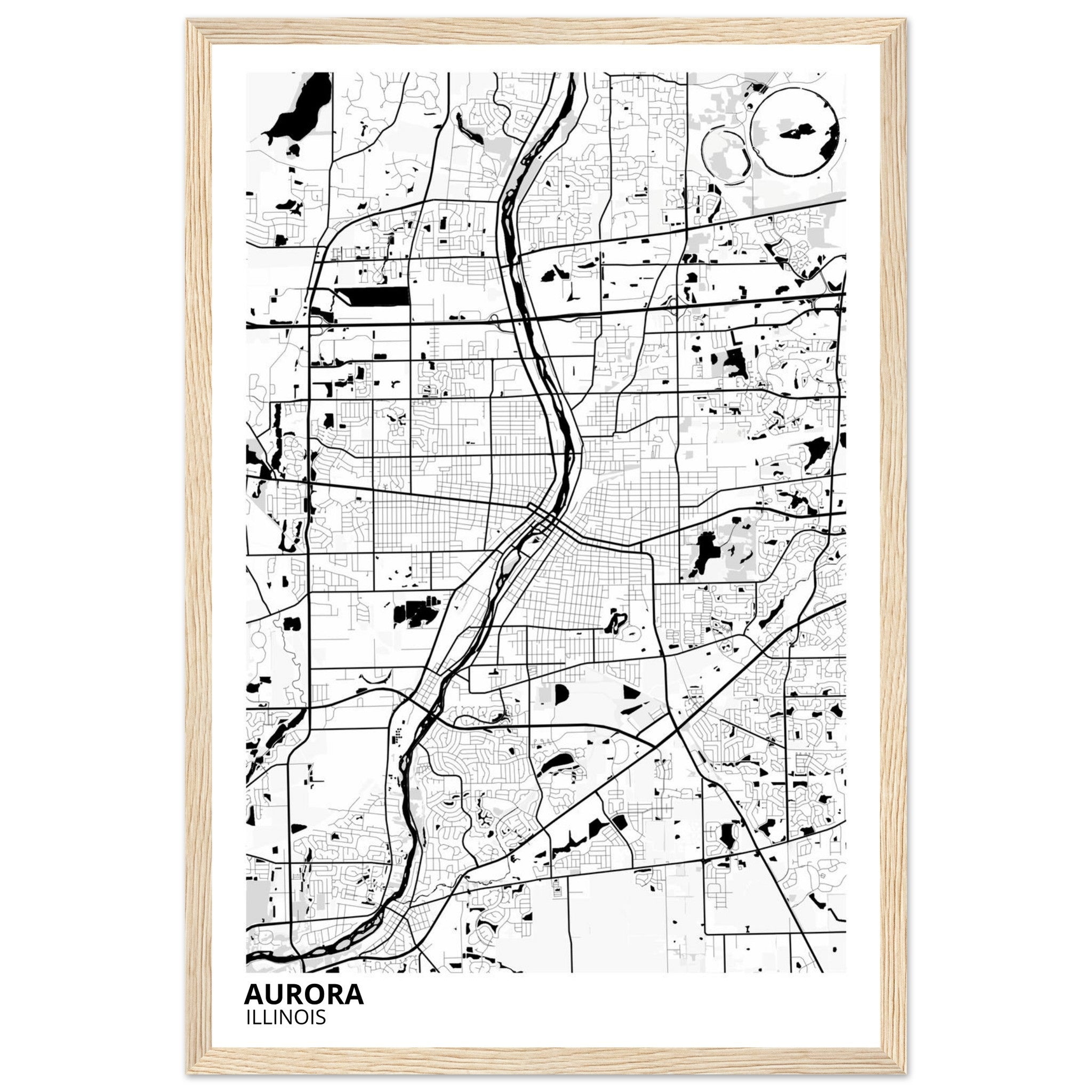 Aurora Illinois City Map Poster | Custom Map Art Print - Ink And Atlas