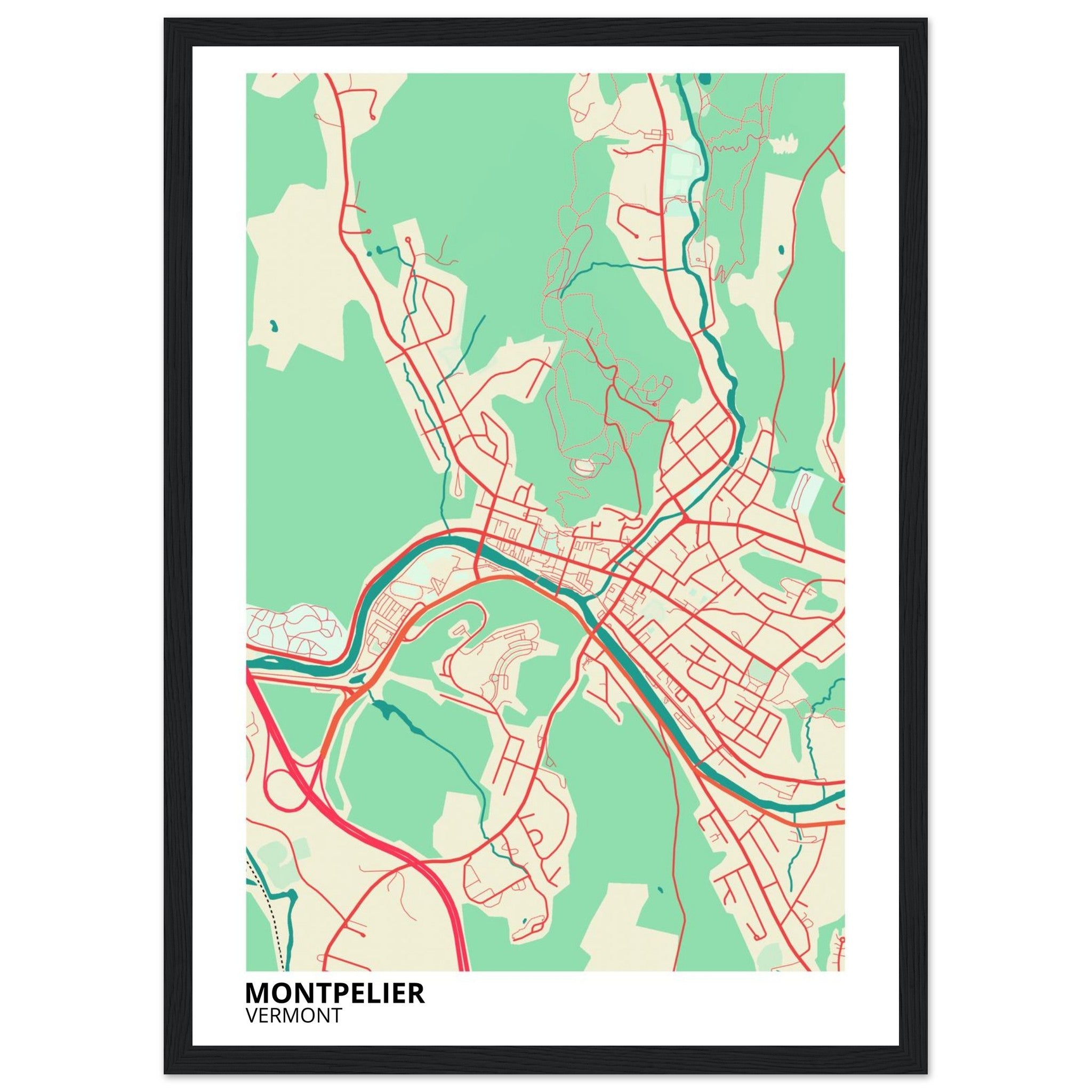 montpelier map poster print