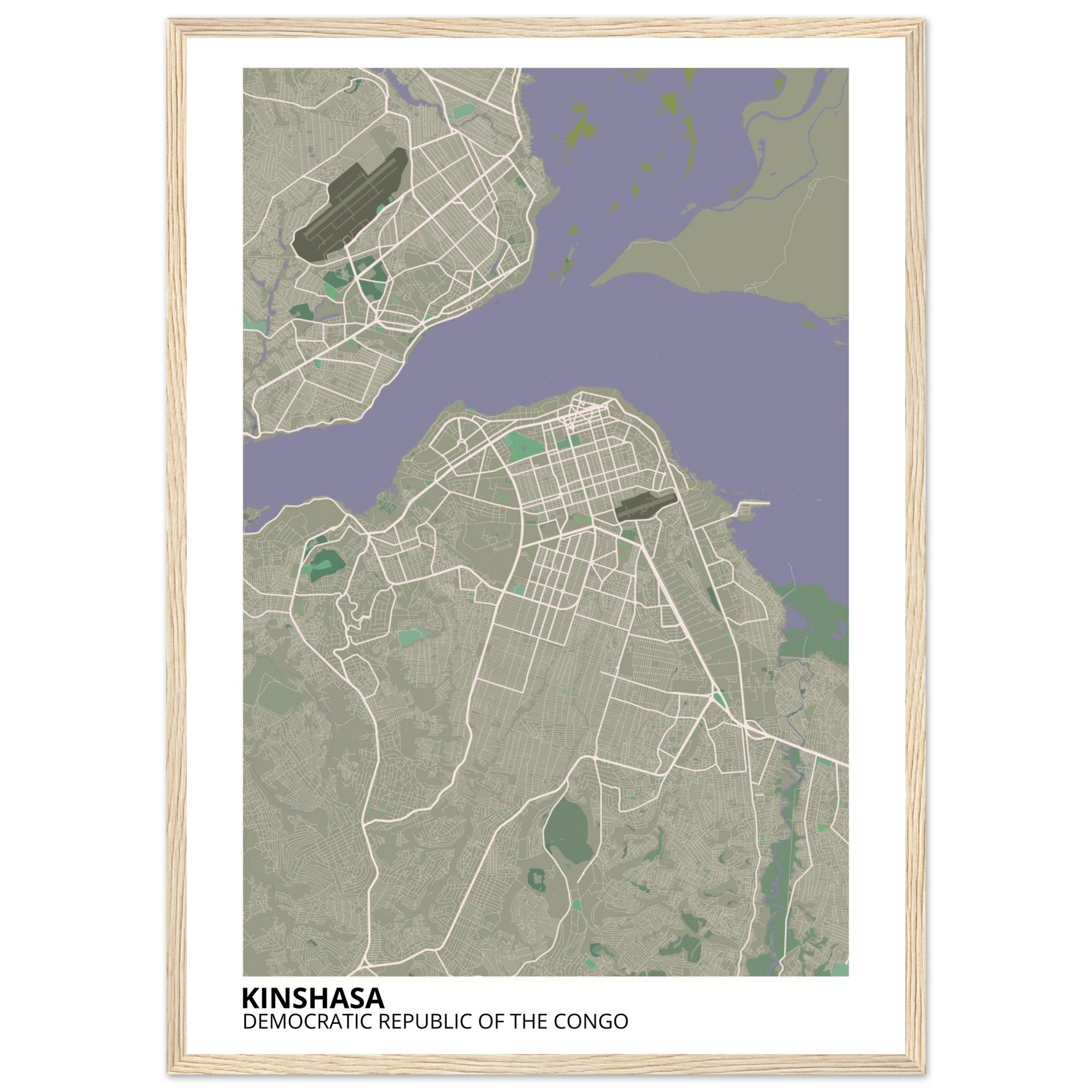 Kinshasa Congo City Map Poster | Custom Map Art Print - Ink And Atlas
