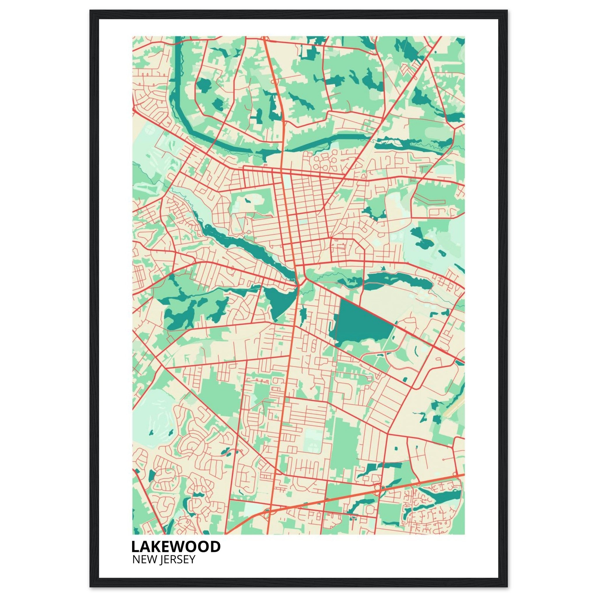 Lakewood New Jersey City Map Poster | Custom Map Art Print - Ink And Atlas