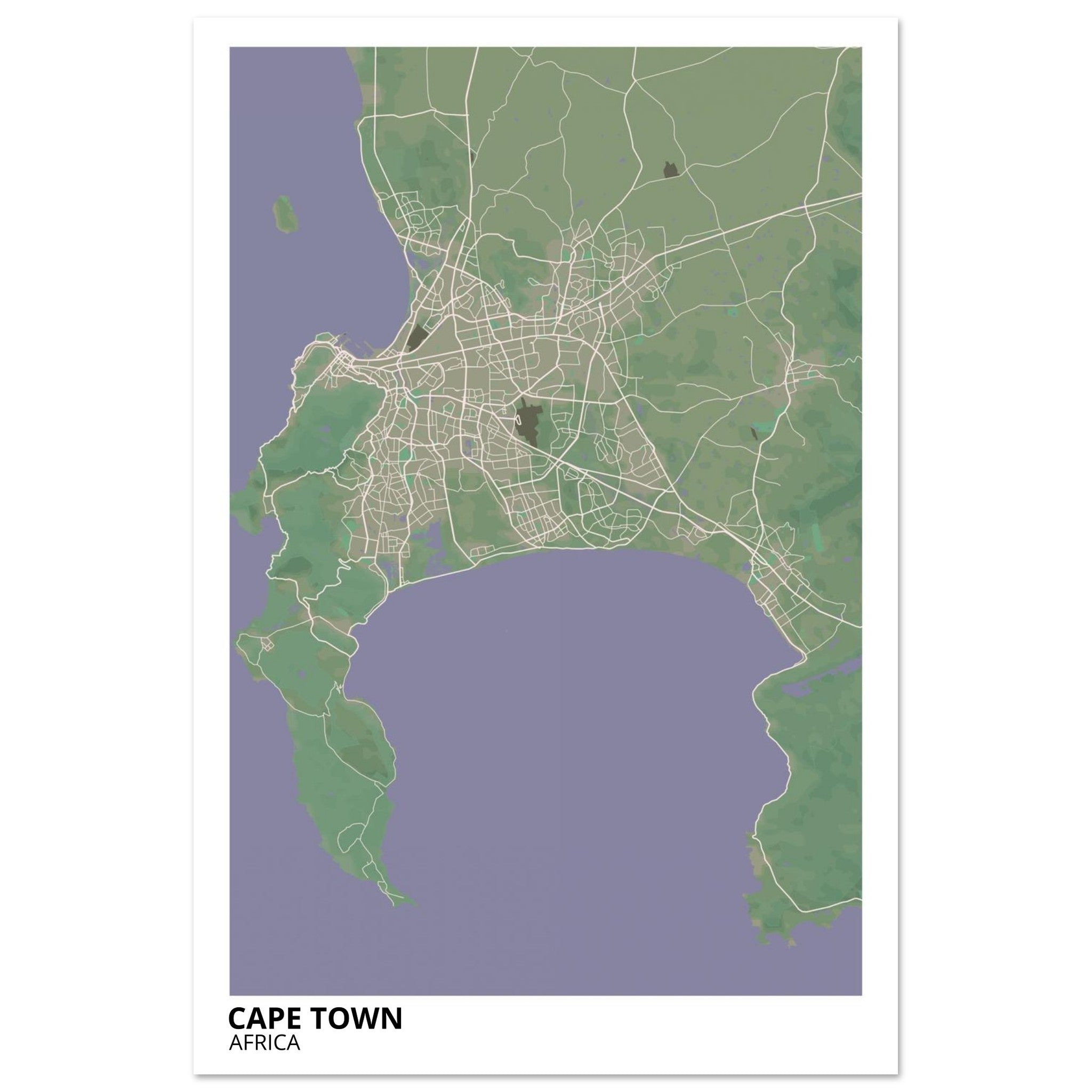 Cape Town South Africa City Map Poster | Custom Map Art Print - Ink And Atlas