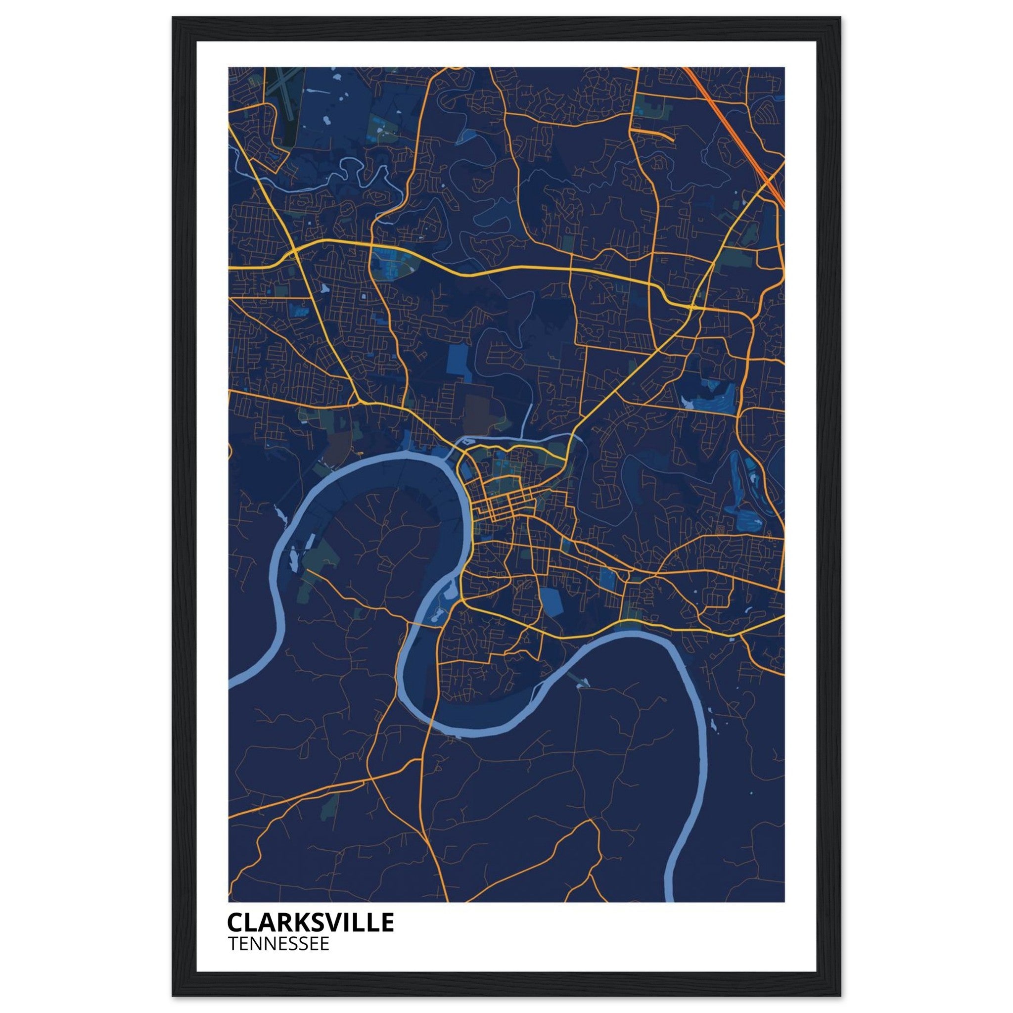 Clarksville Tennessee City Map Poster | Custom Map Art Print - Ink And Atlas