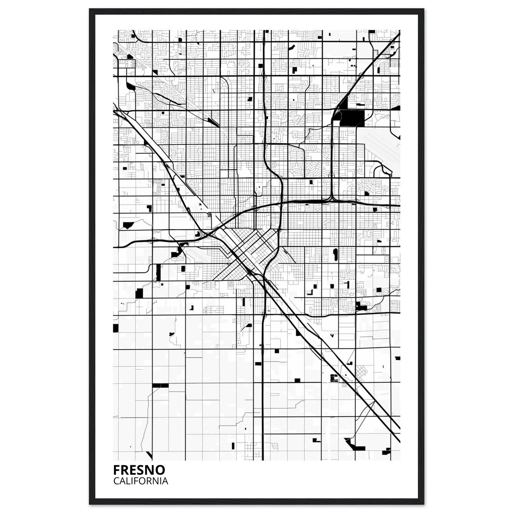 fresno map poster print