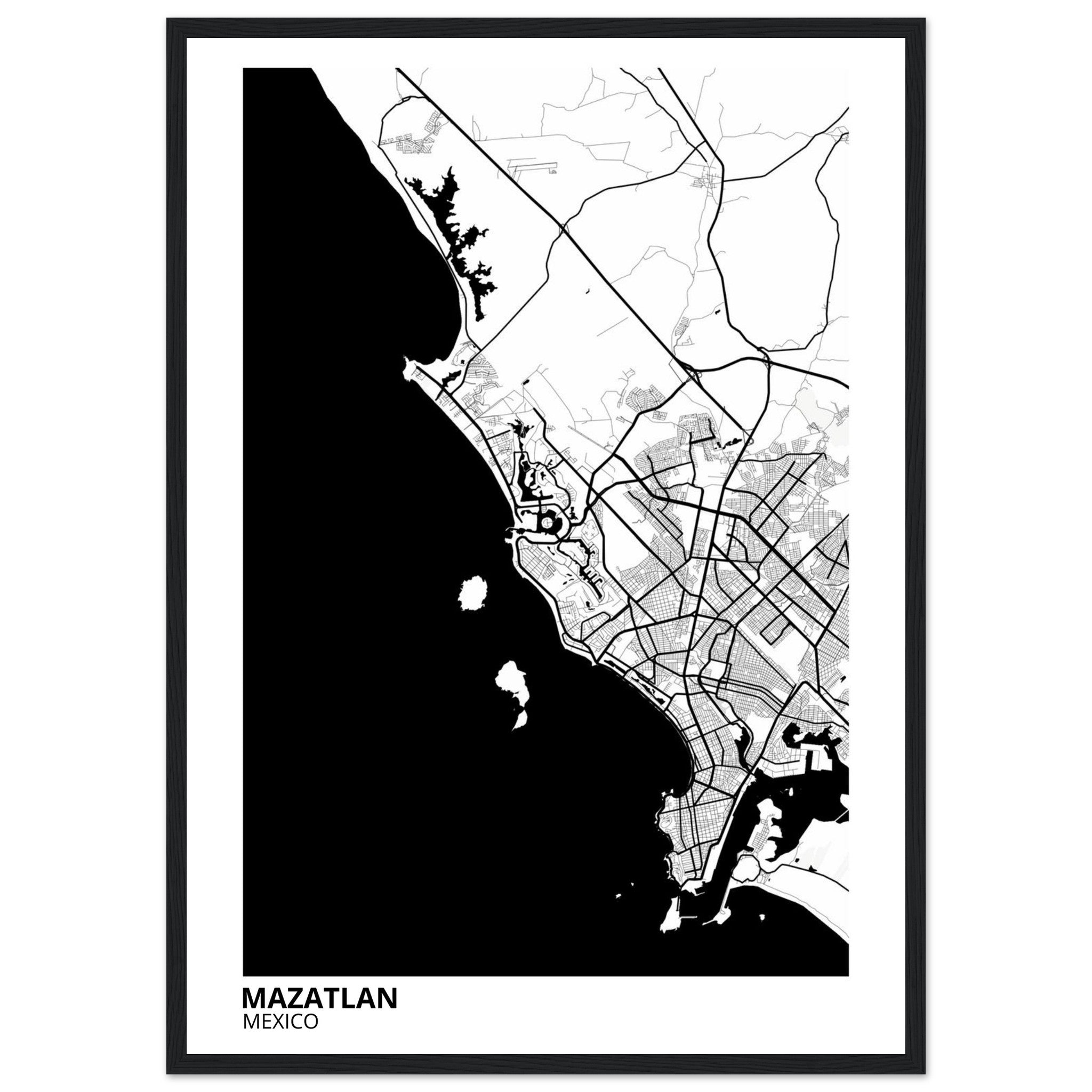 Mazatlan Mexico City Map Poster | Custom Map Art Print - Ink And Atlas