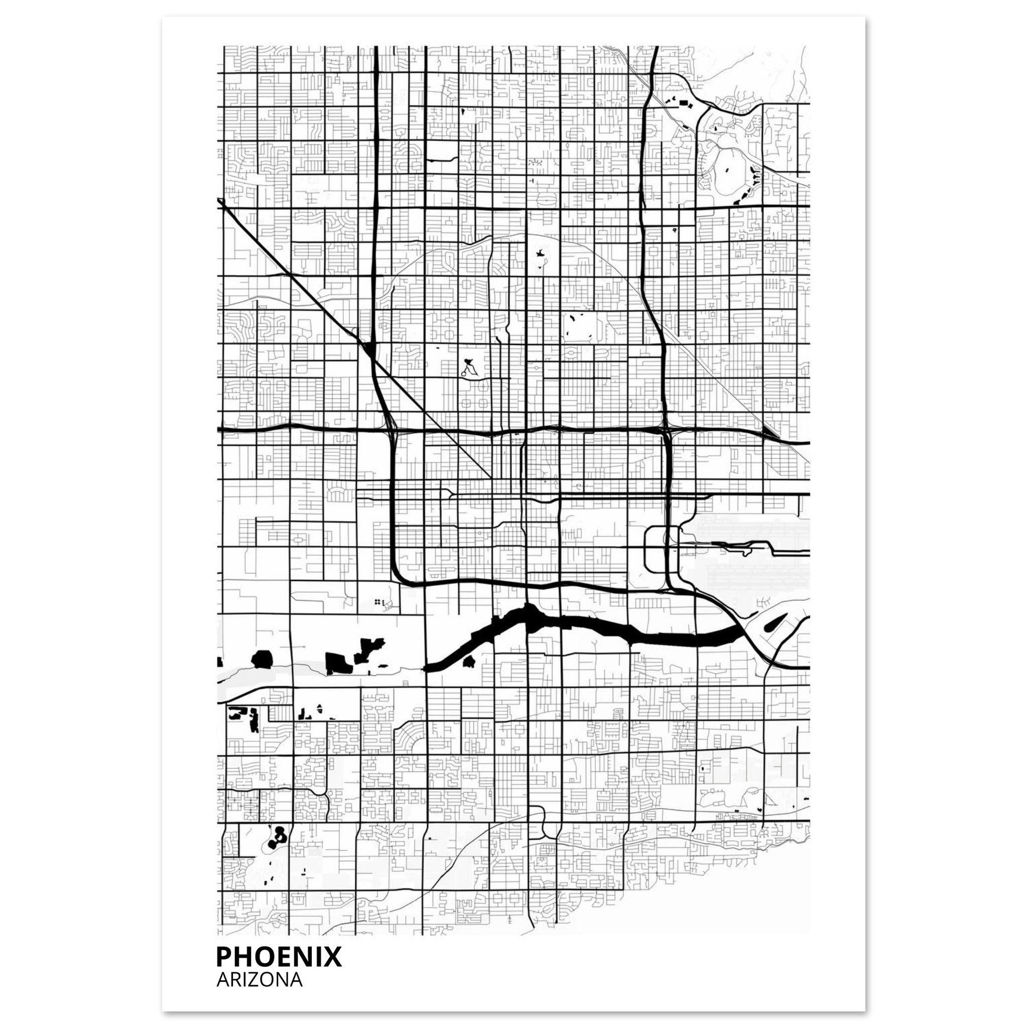 phoenix map poster print