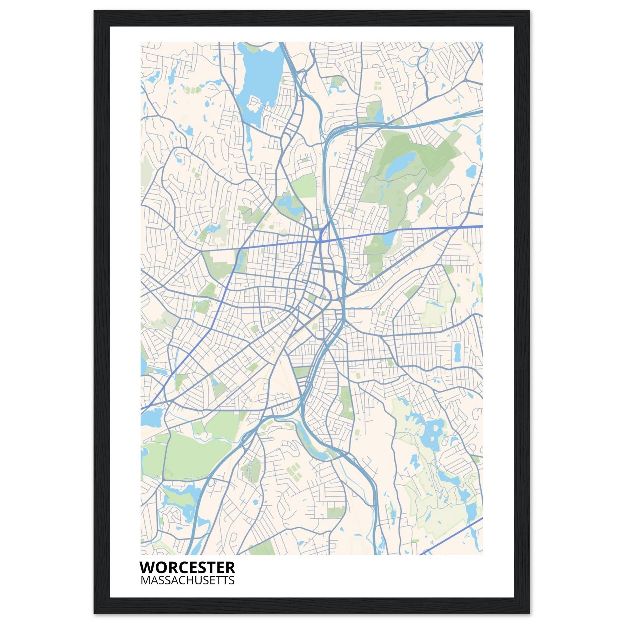 worcester map poster print