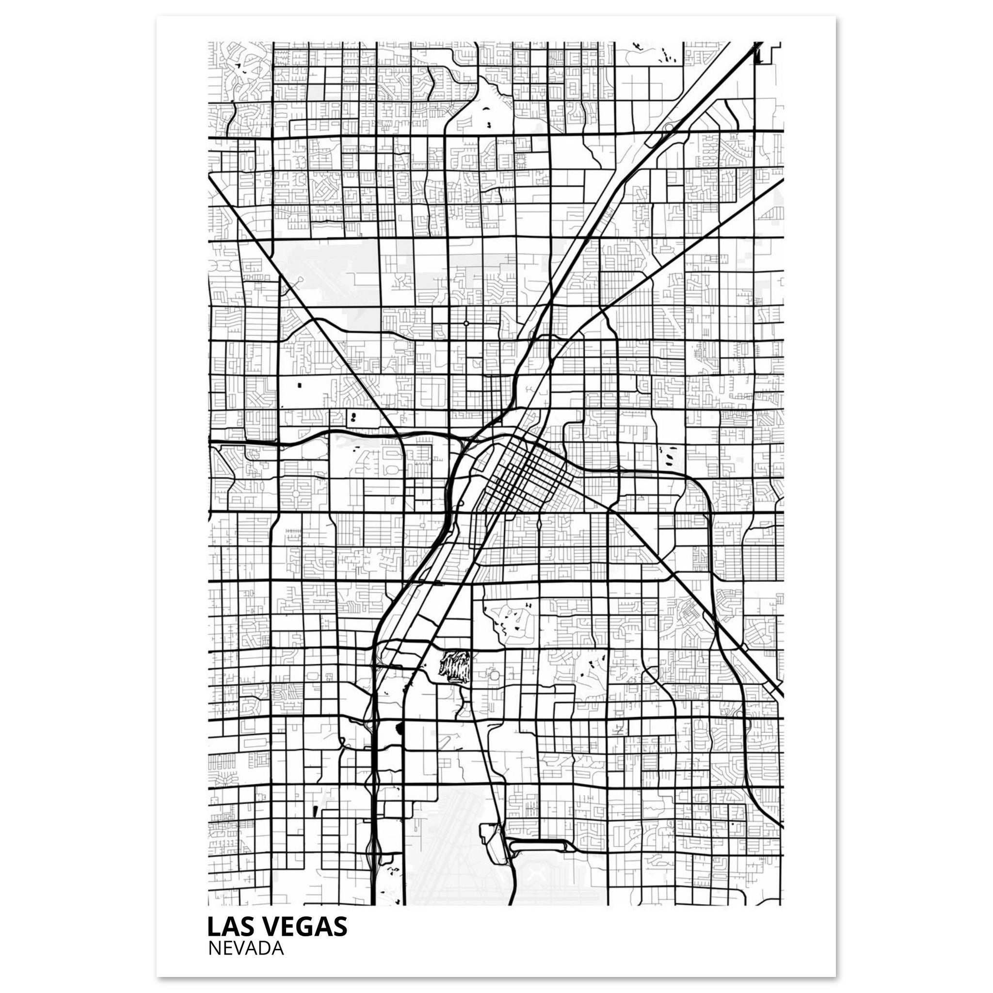 las vegas map poster print