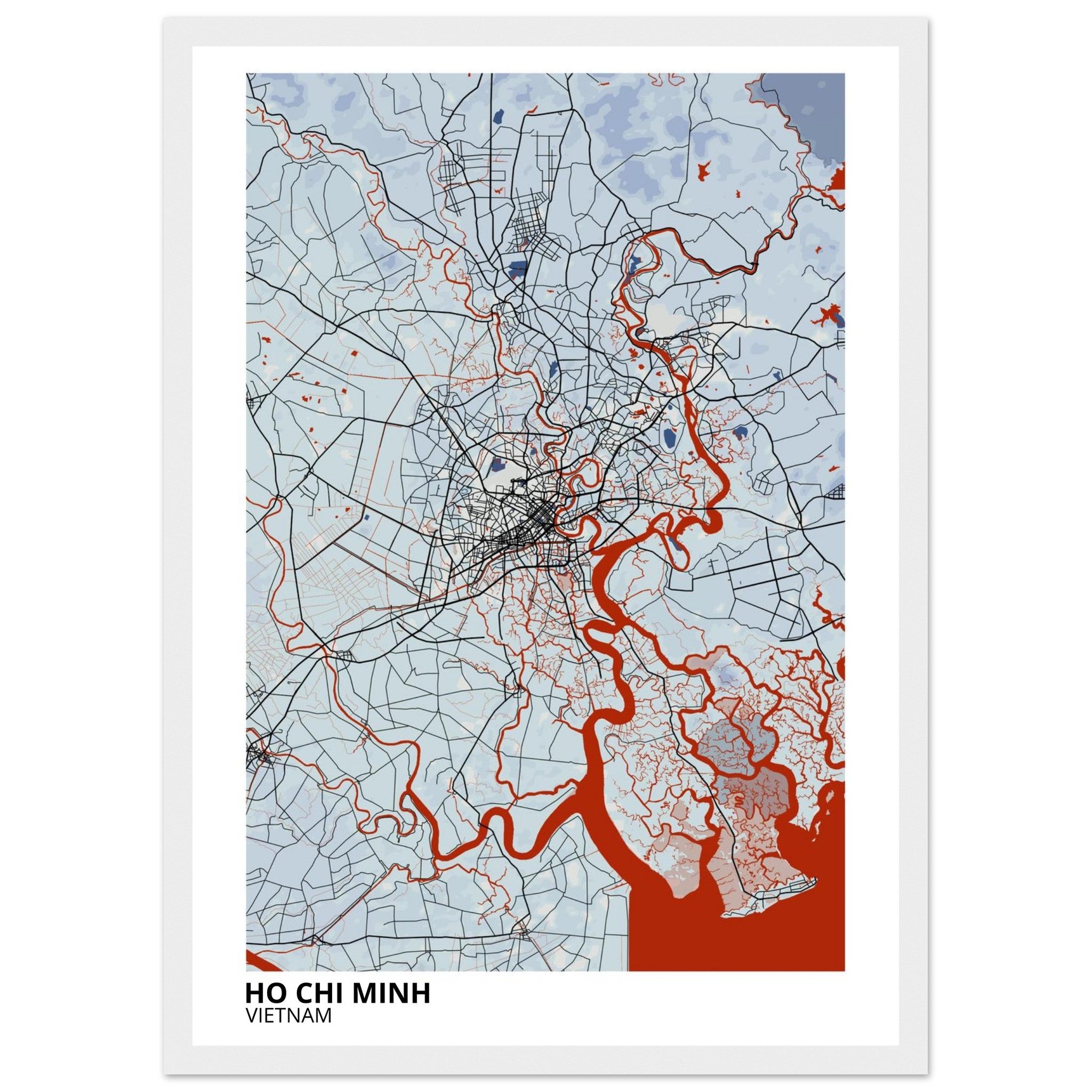 ho chi minh vietnam map poster print