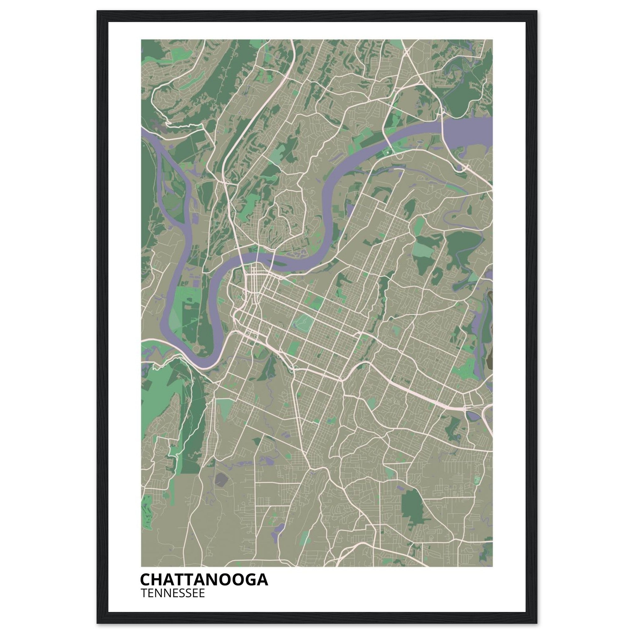 Chattanooga Tennessee City Map Poster | Custom Map Art Print - Ink And Atlas