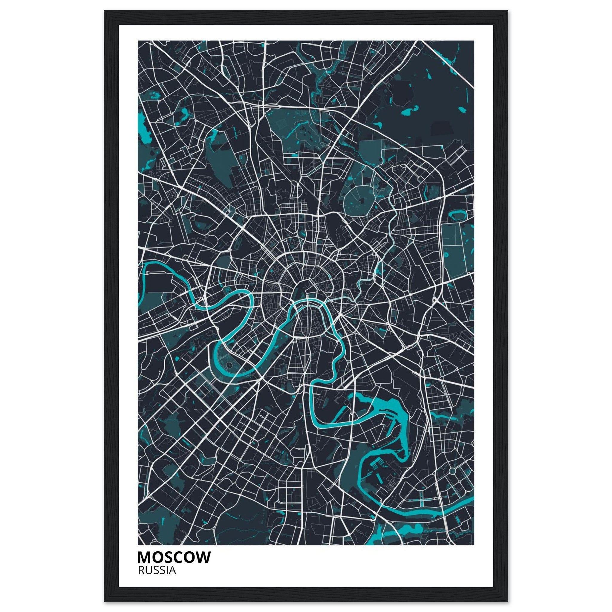 moscow russia map poster print