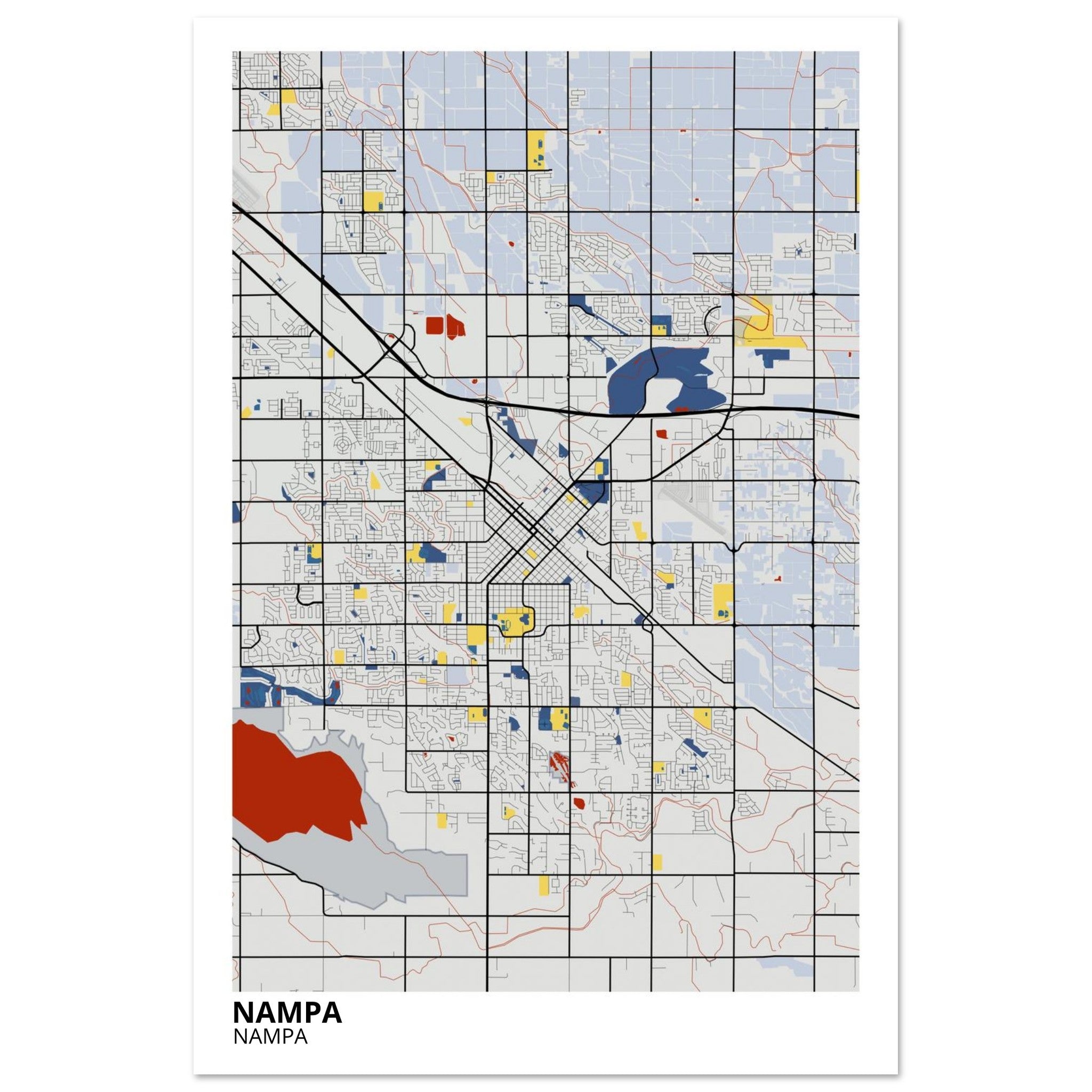 Nampa Idaho City Map Poster | Custom Map Art Print - Ink And Atlas