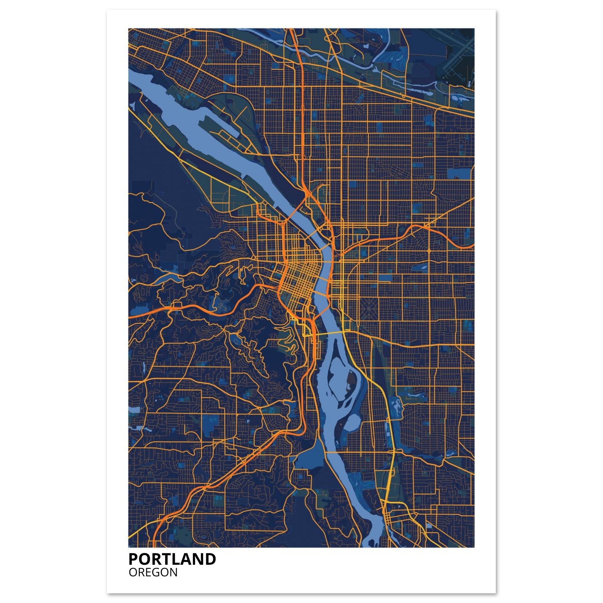 portland map poster print