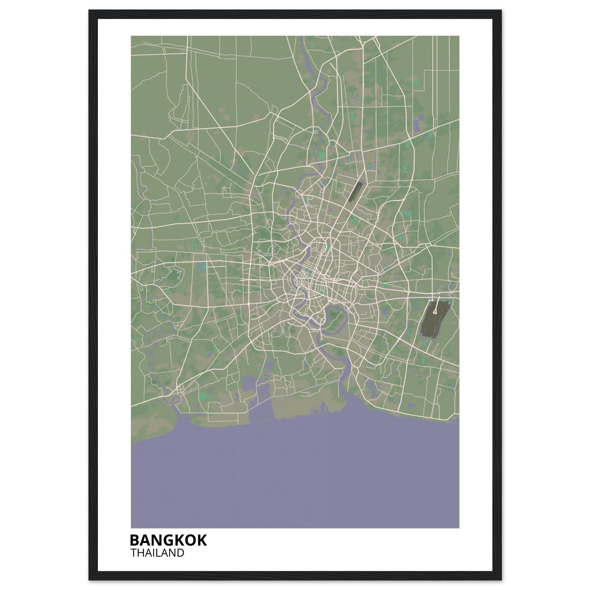 bangkok thailand map poster print
