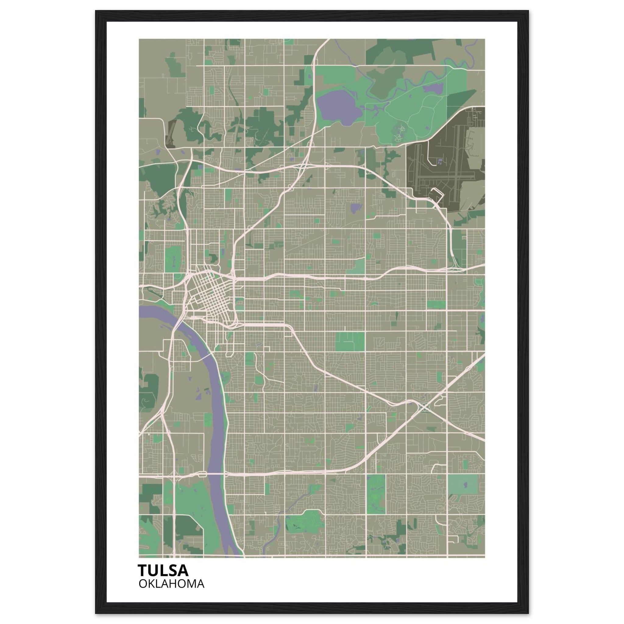 tulsa map poster print