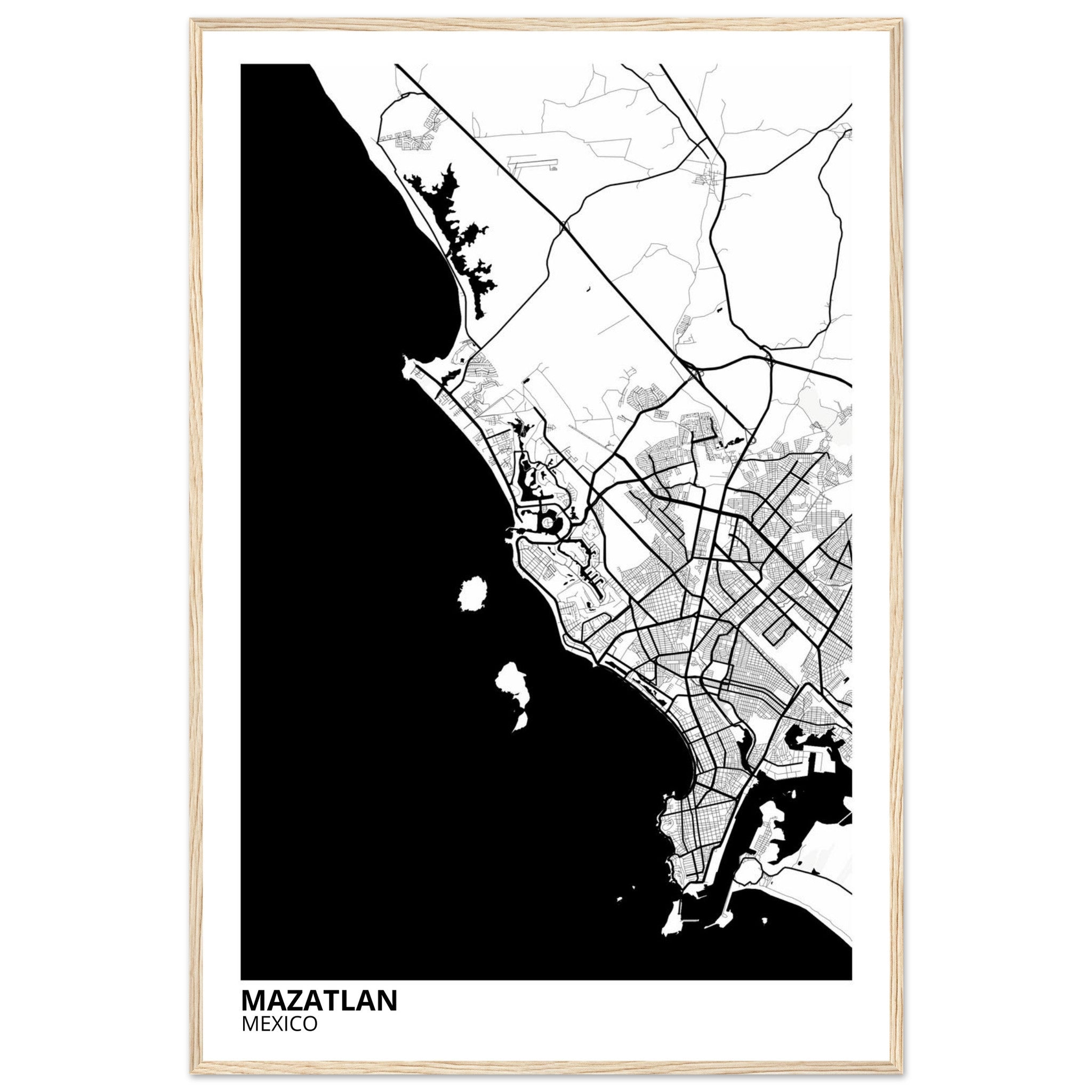Mazatlan Mexico City Map Poster | Custom Map Art Print - Ink And Atlas