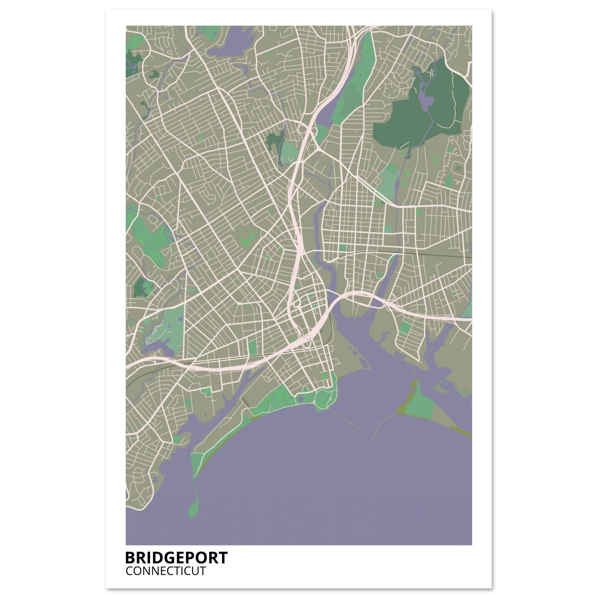 bridgeport map poster print