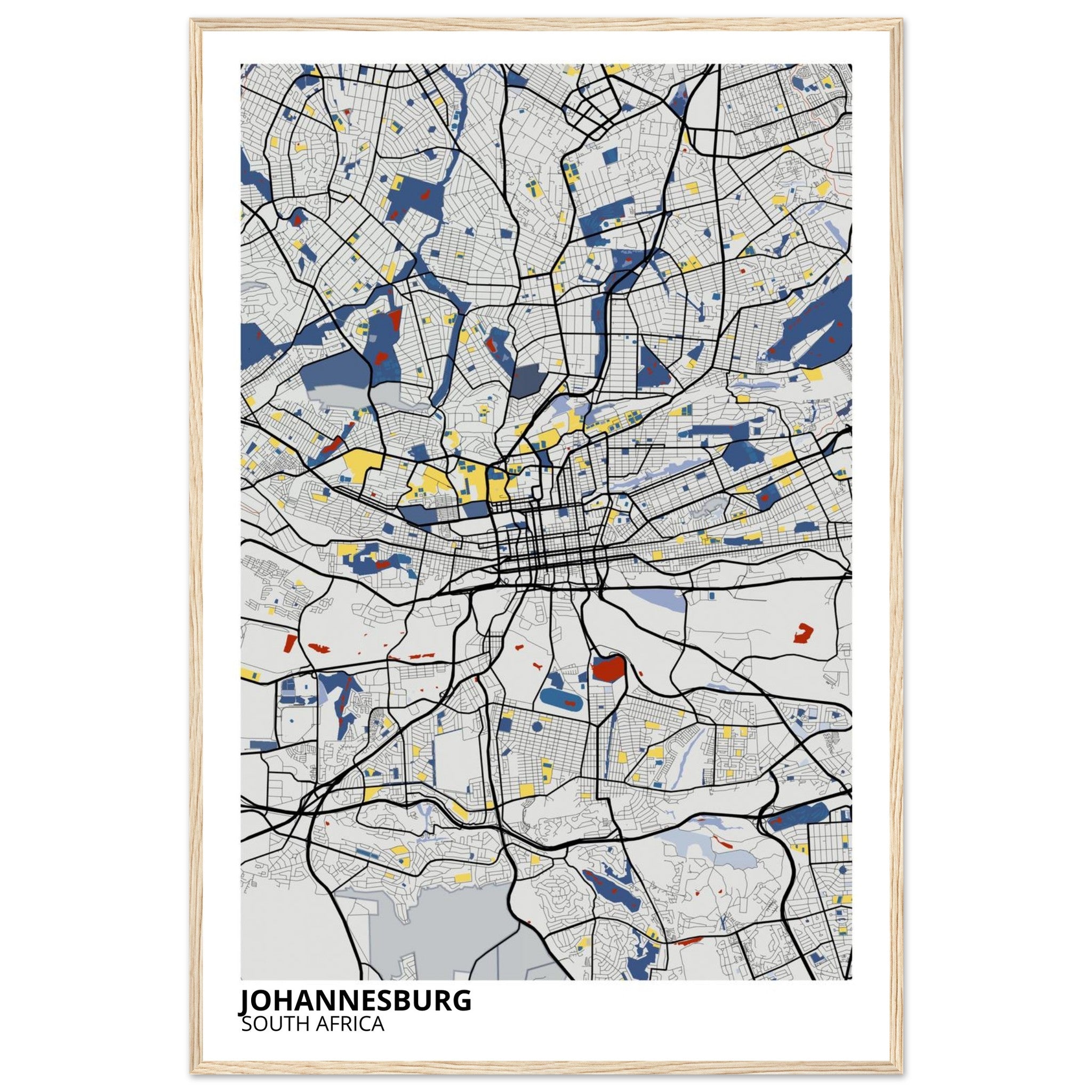 Johannesburg South Africa City Map Poster | Custom Map Art Print - Ink And Atlas