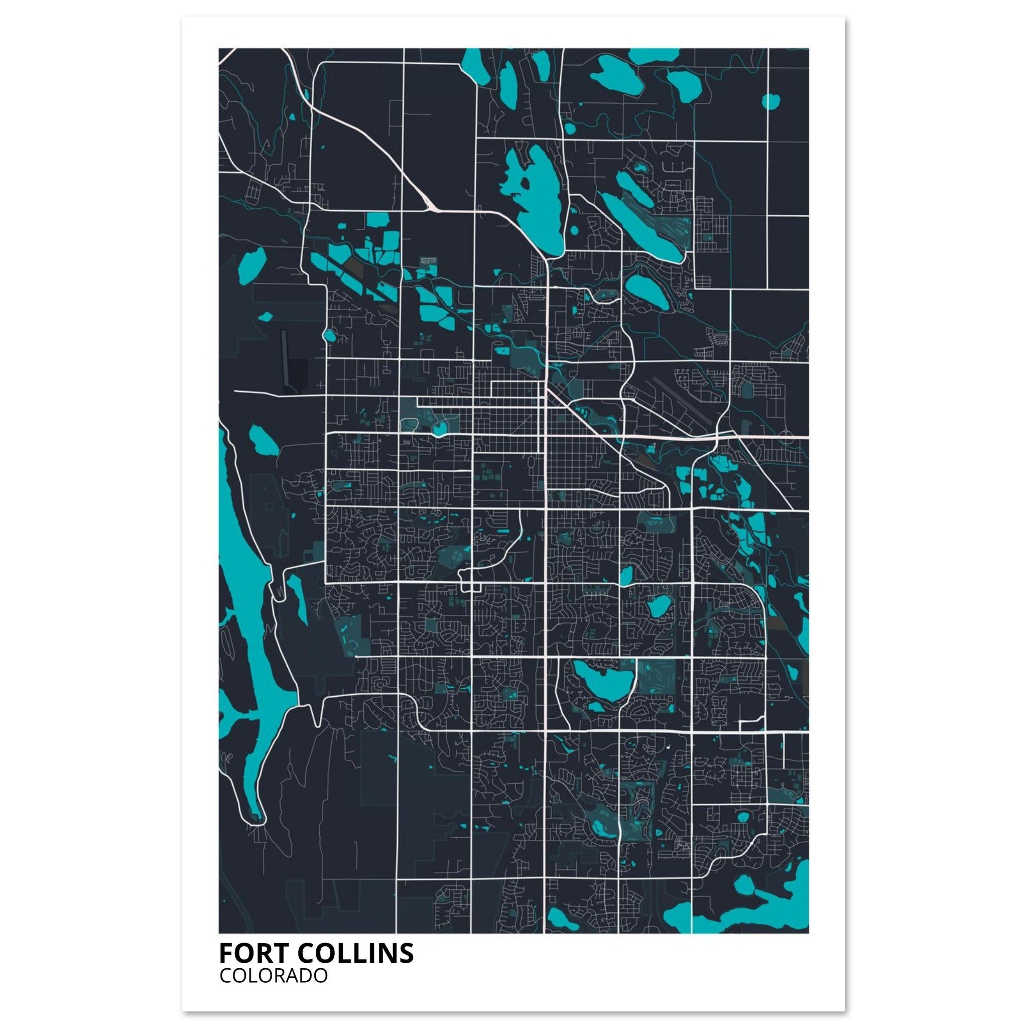 Fort Collins Colorado City Map Poster | Custom Map Art Print - Ink And Atlas
