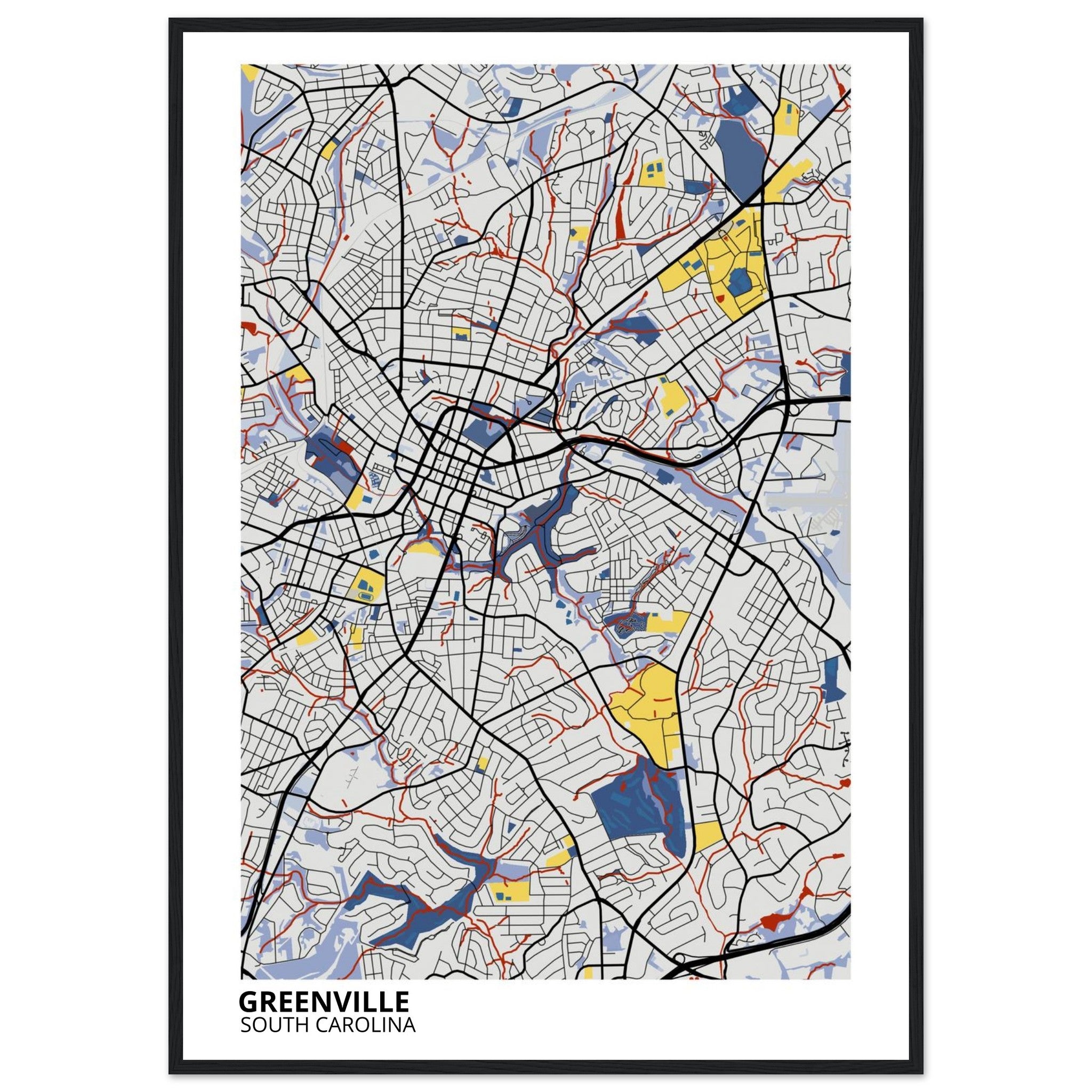Greenville South Carolina City Map Poster | Custom Map Art Print - Ink And Atlas