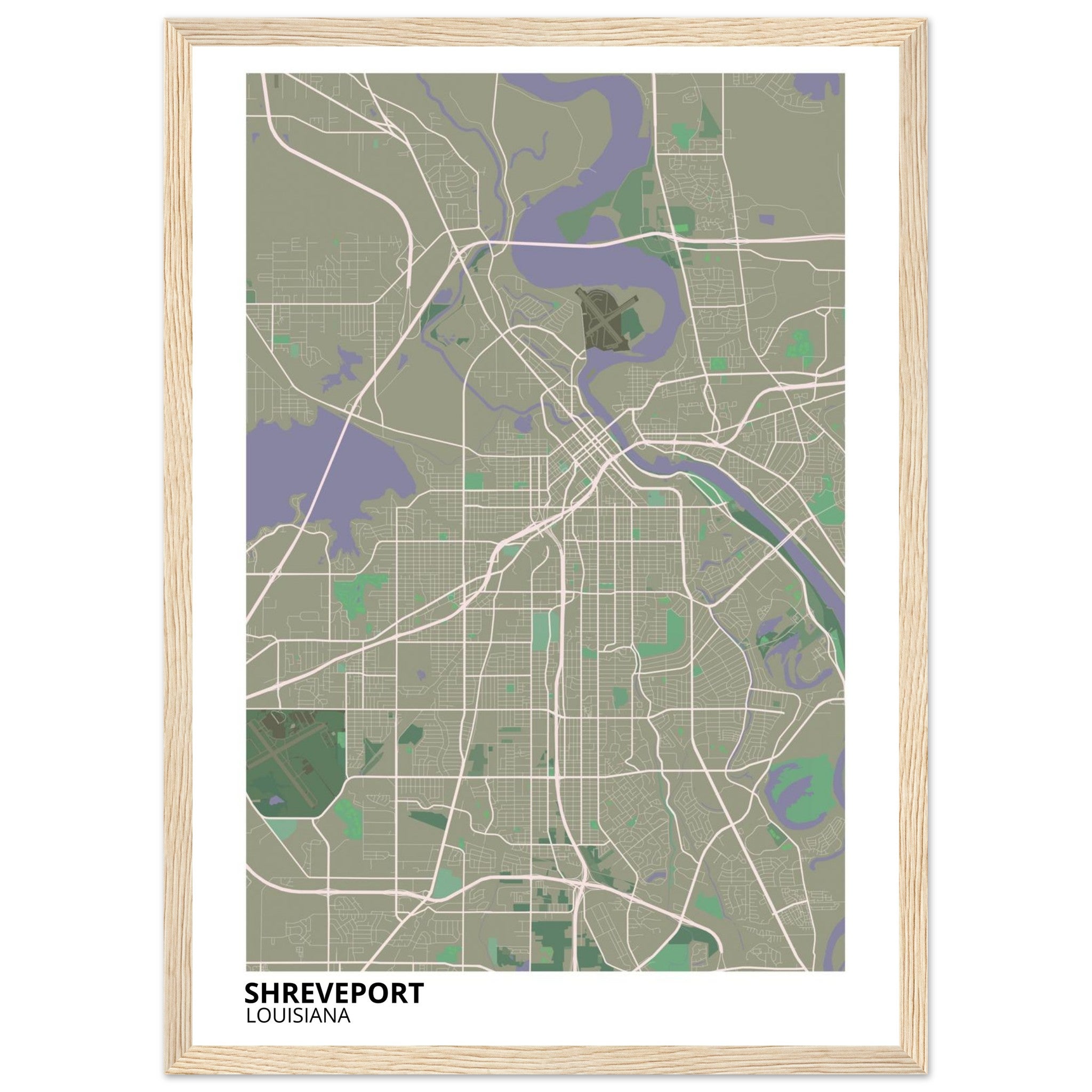 Shreveport Louisiana City Map Poster | Custom Map Art Print - Ink And Atlas