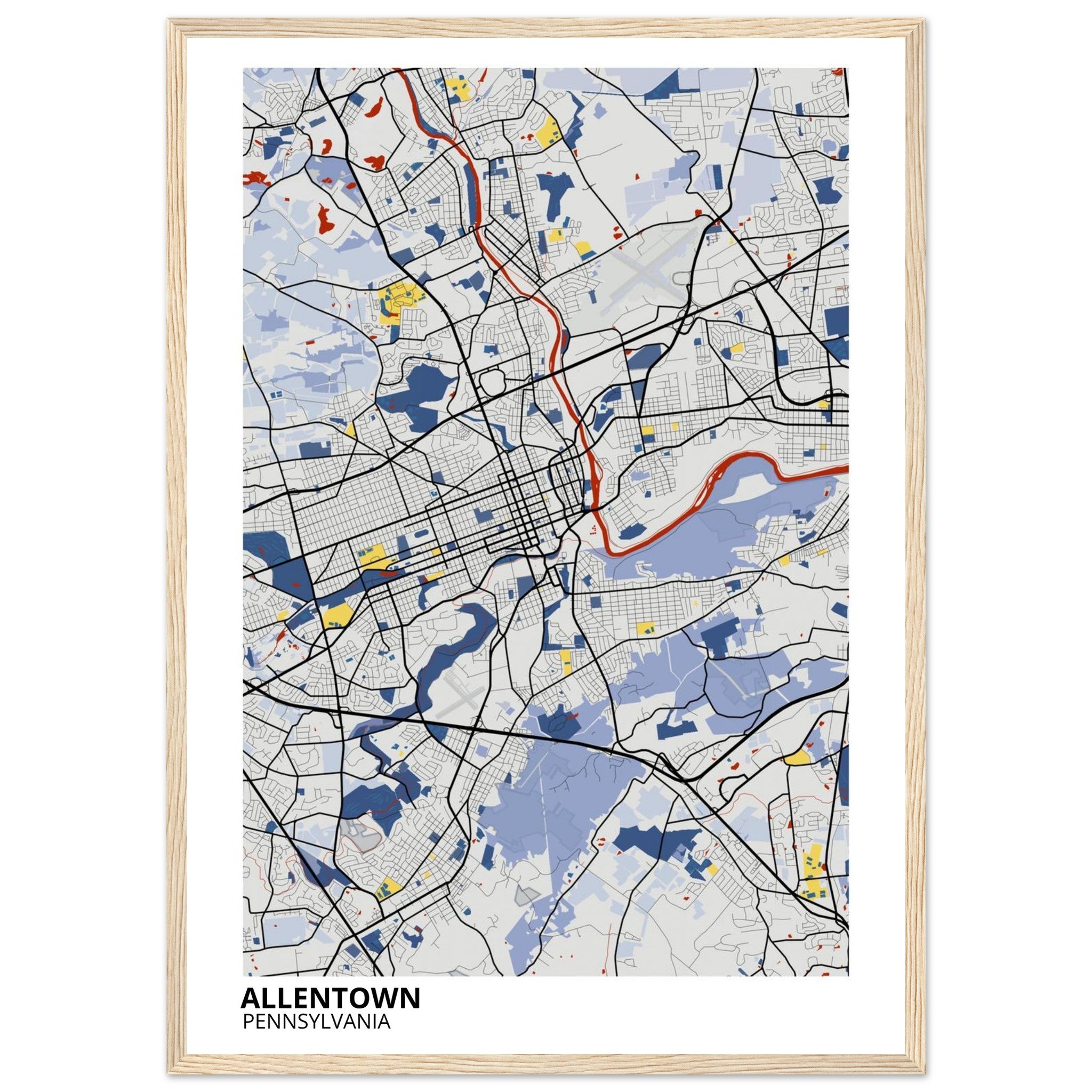 allentown map poster print