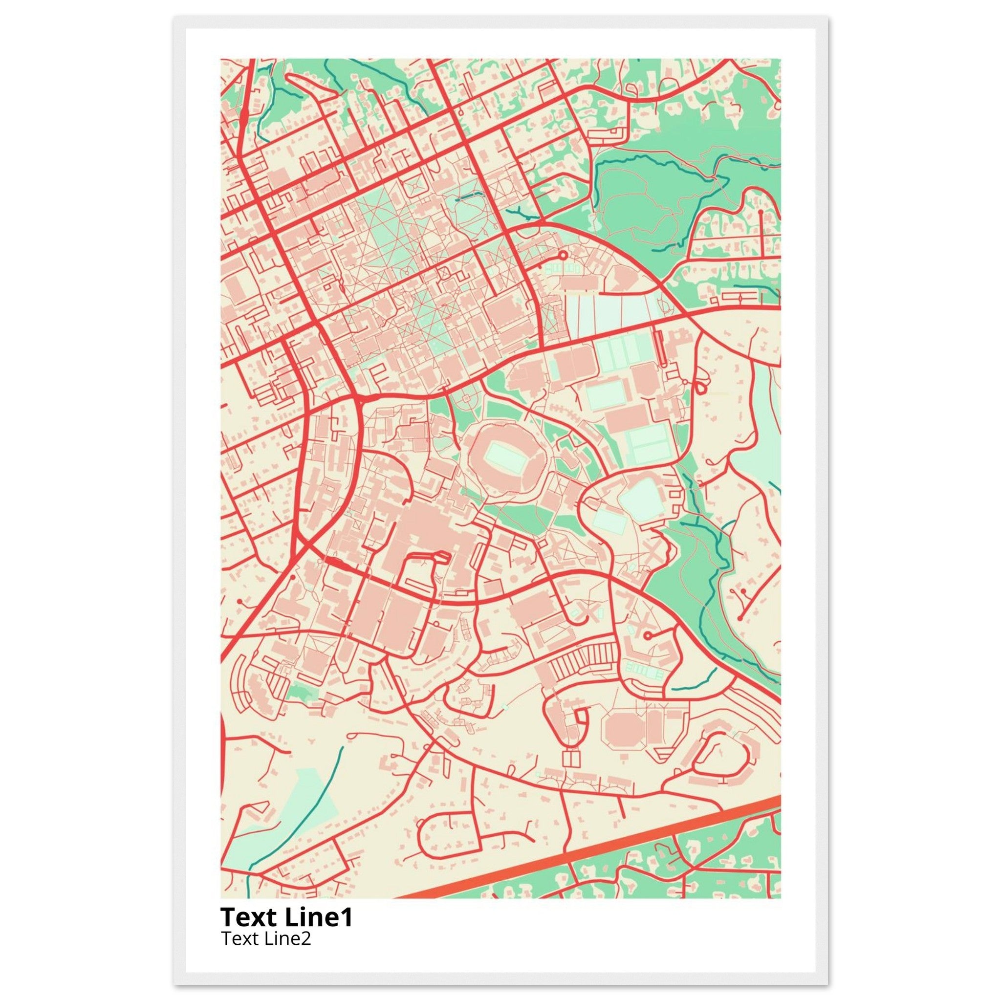 University of North Carolina at Chapel Hill Modern Campus Map Print - Ink And Atlas