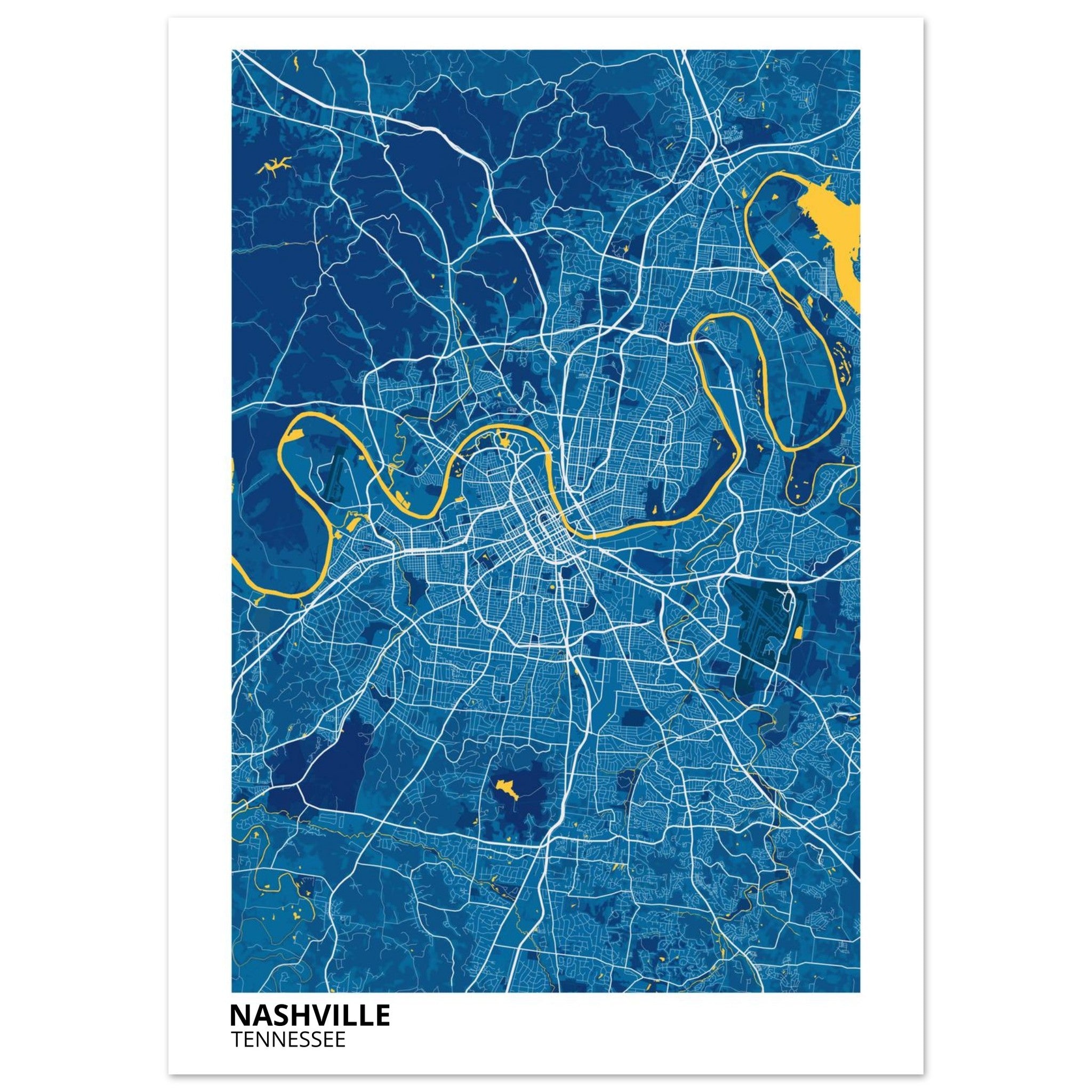 nashville map poster print