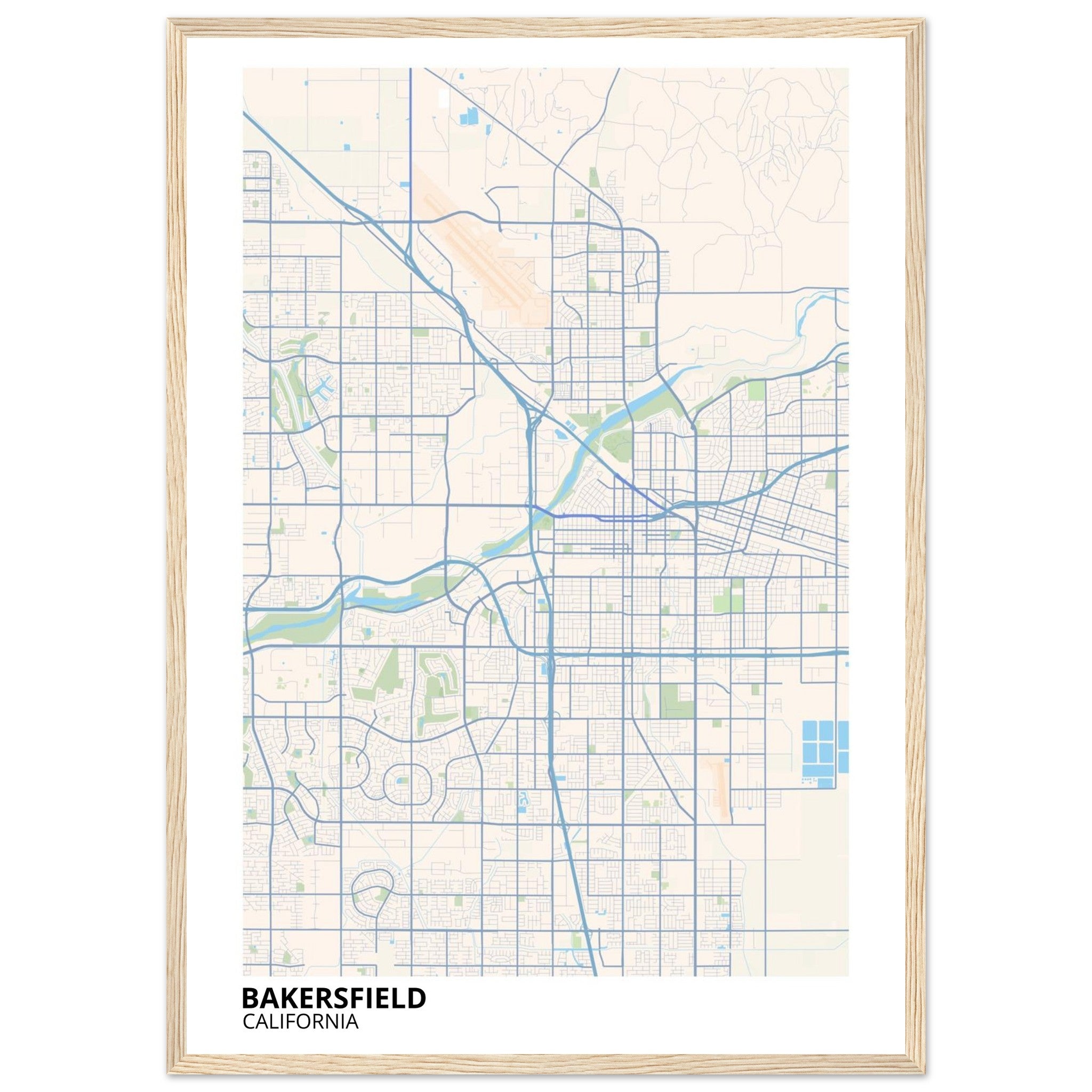 bakersfield map poster print