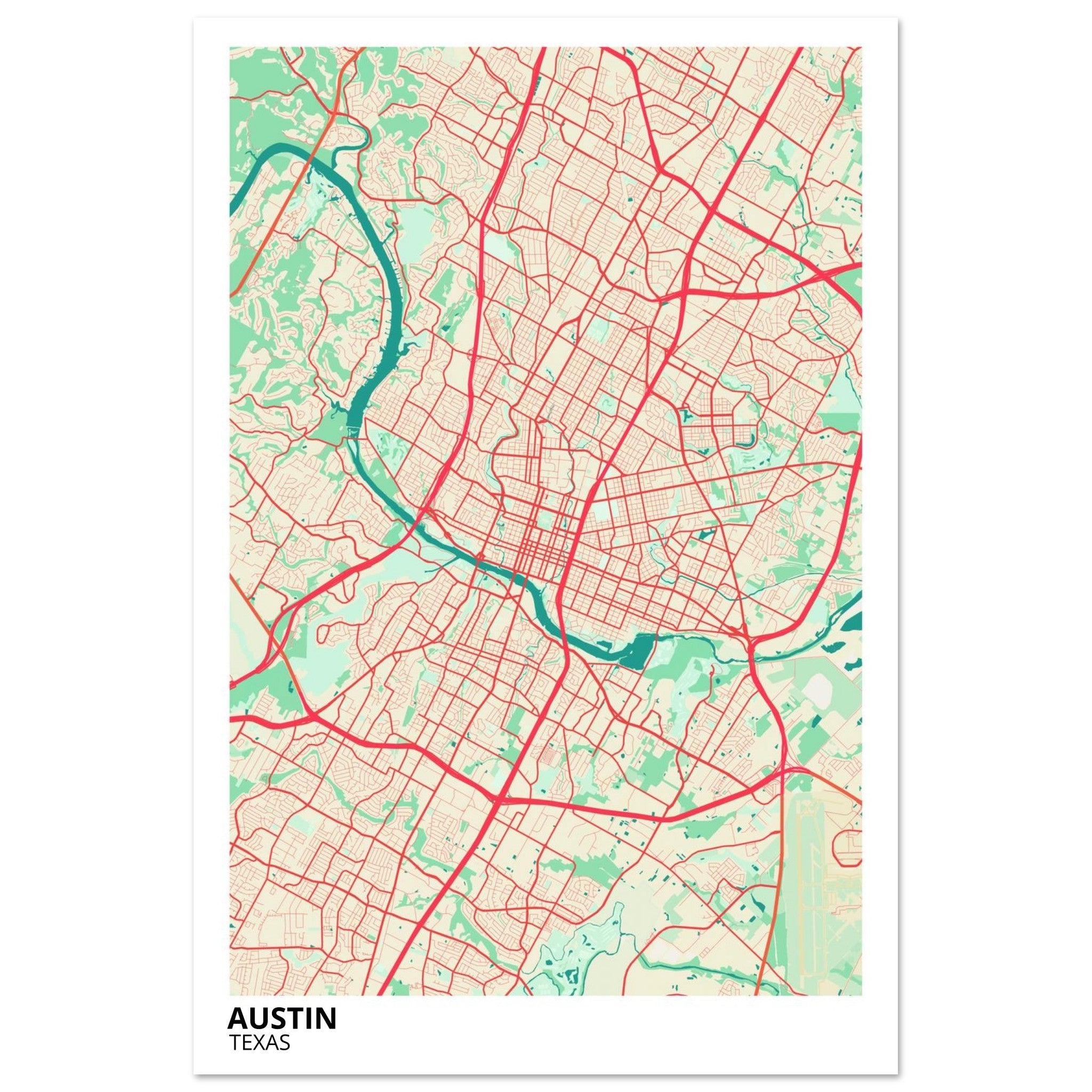 austin map poster print