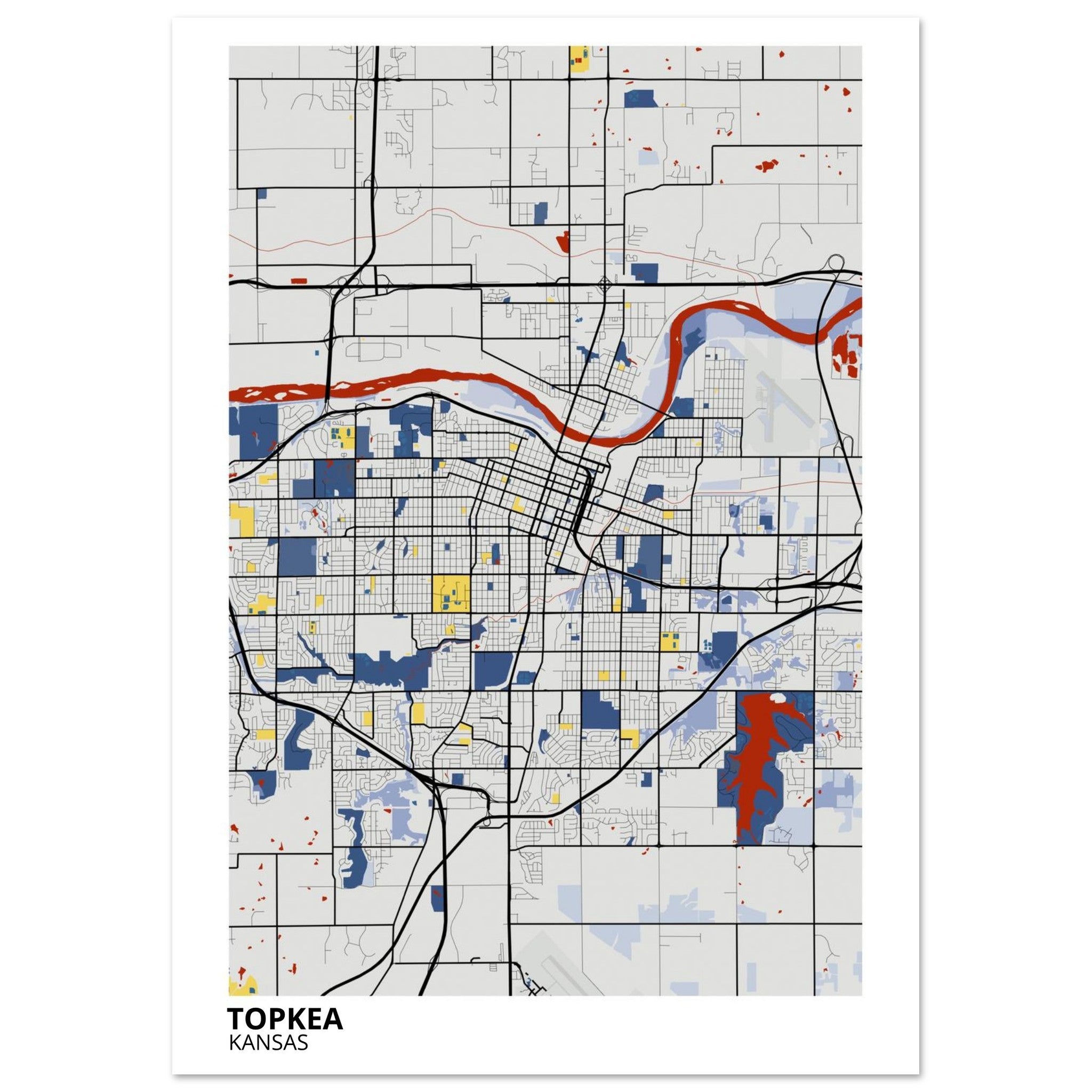 topeka map poster print