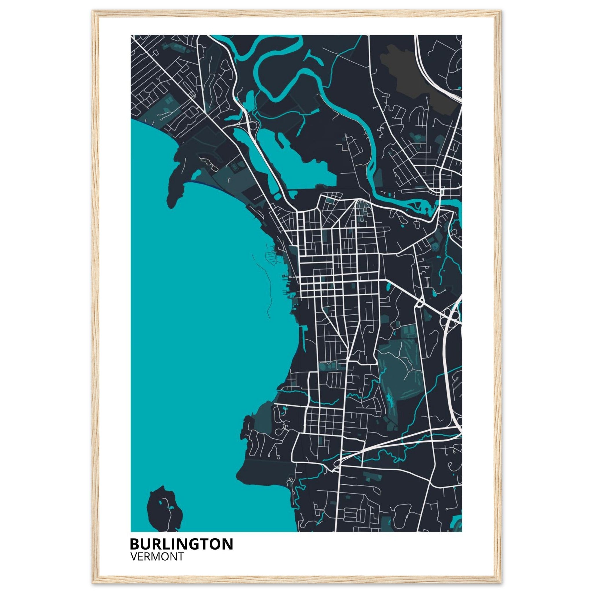 Burlington Vermont City Map Poster | Custom Map Art Print - Ink And Atlas