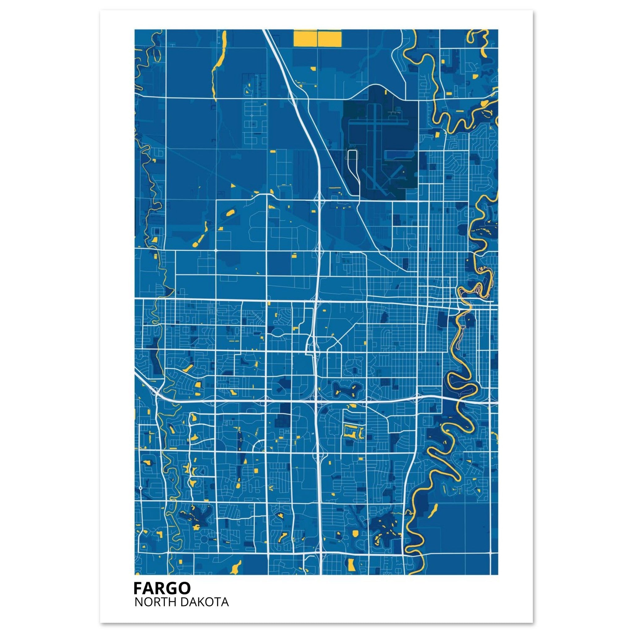 Fargo North Dakota City Map Poster | Custom Map Art Print - Ink And Atlas