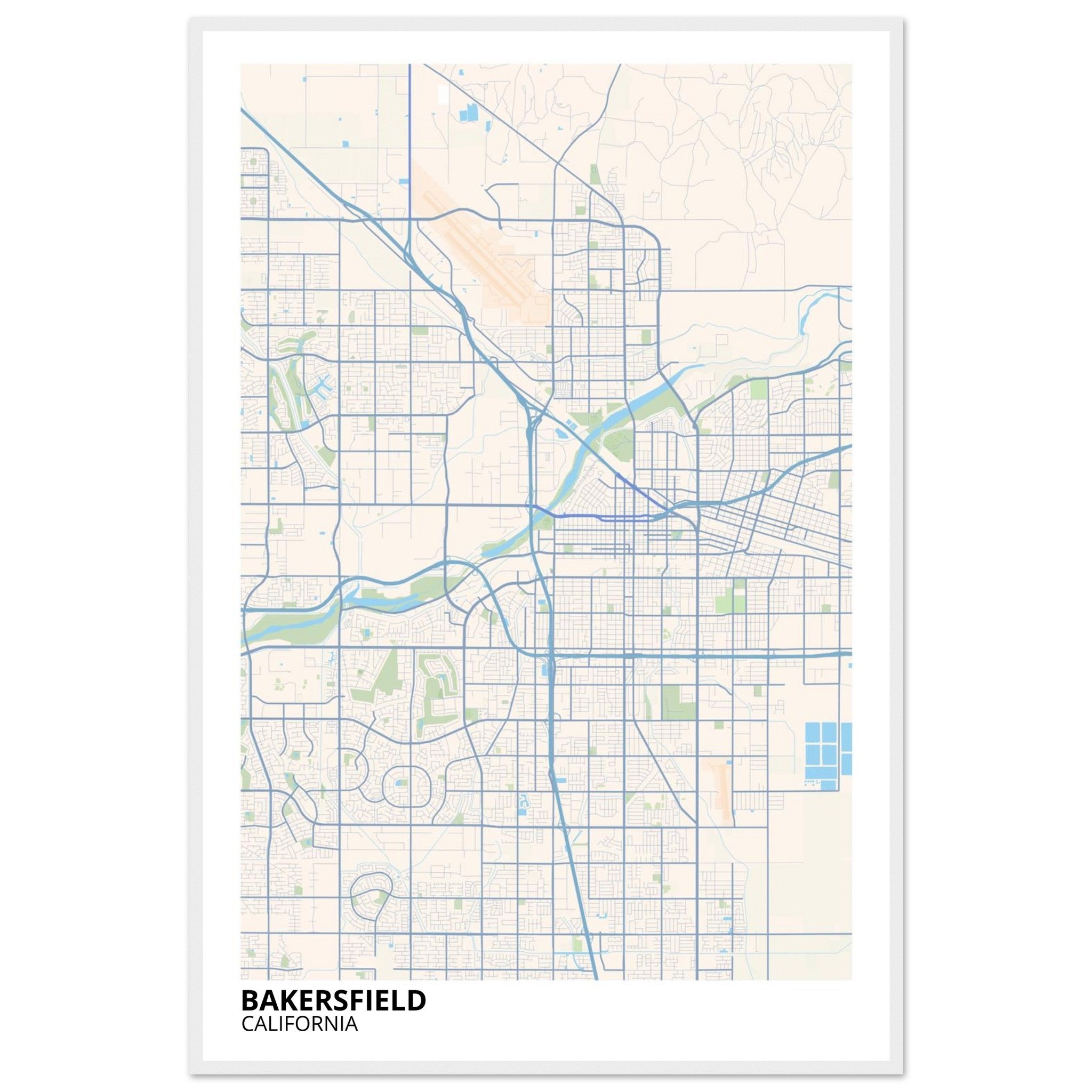 bakersfield map poster print