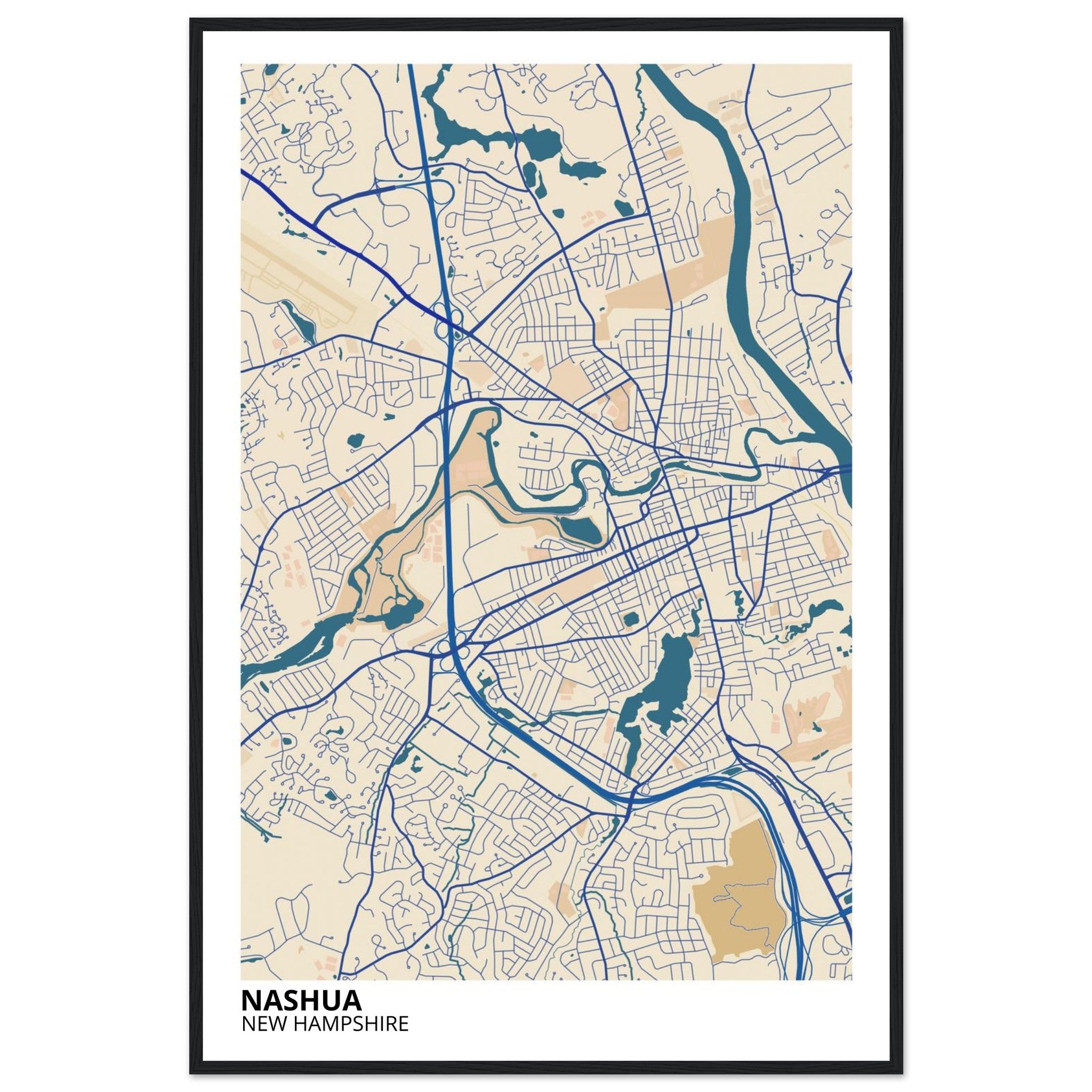 nashua new hampshire map poster print