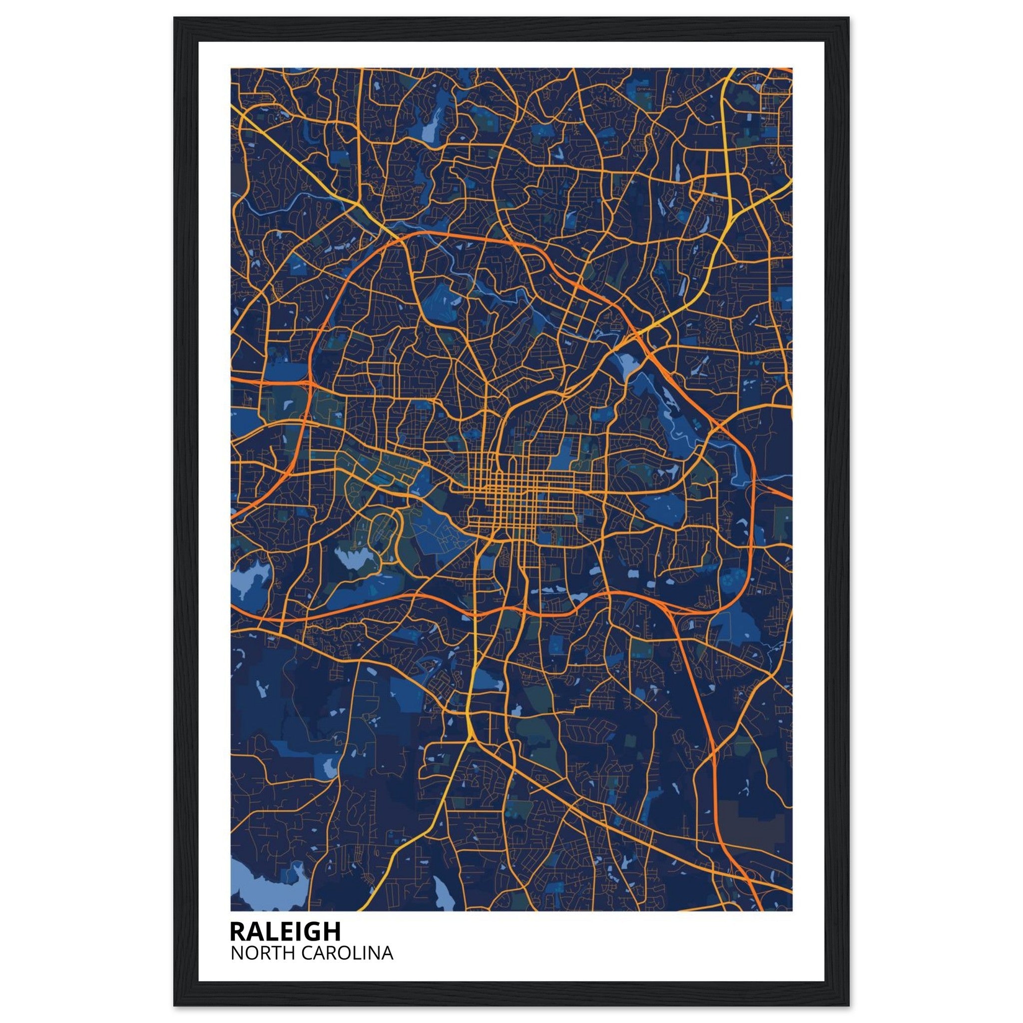 raleigh map poster print