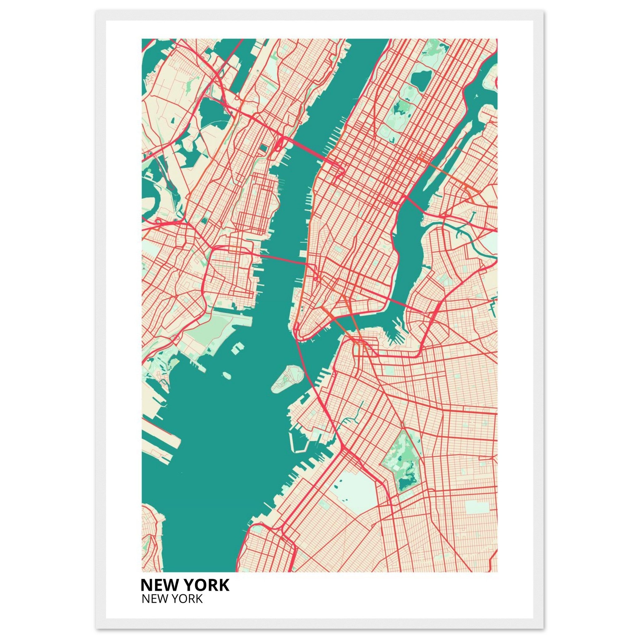 new york map poster print