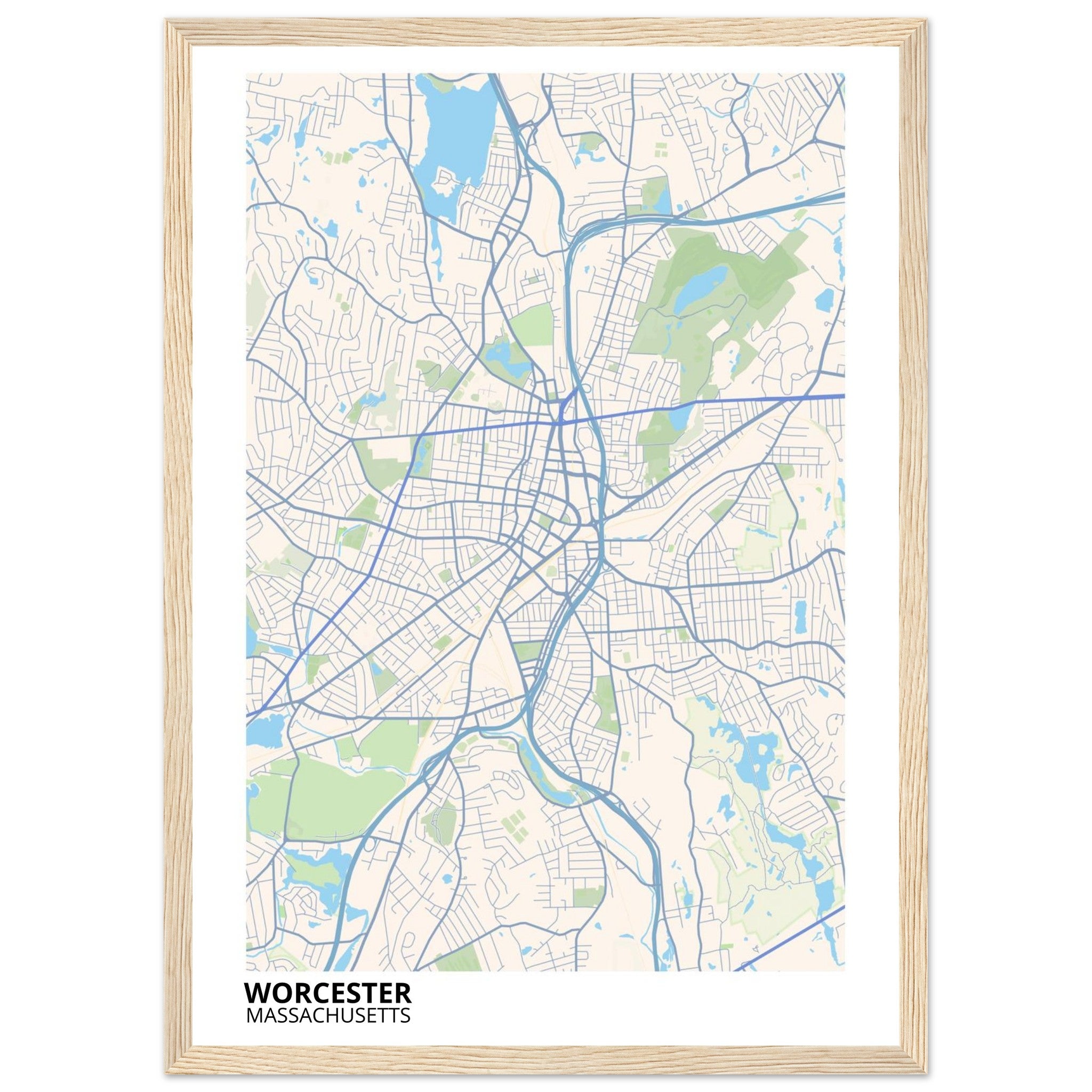 worcester map poster print