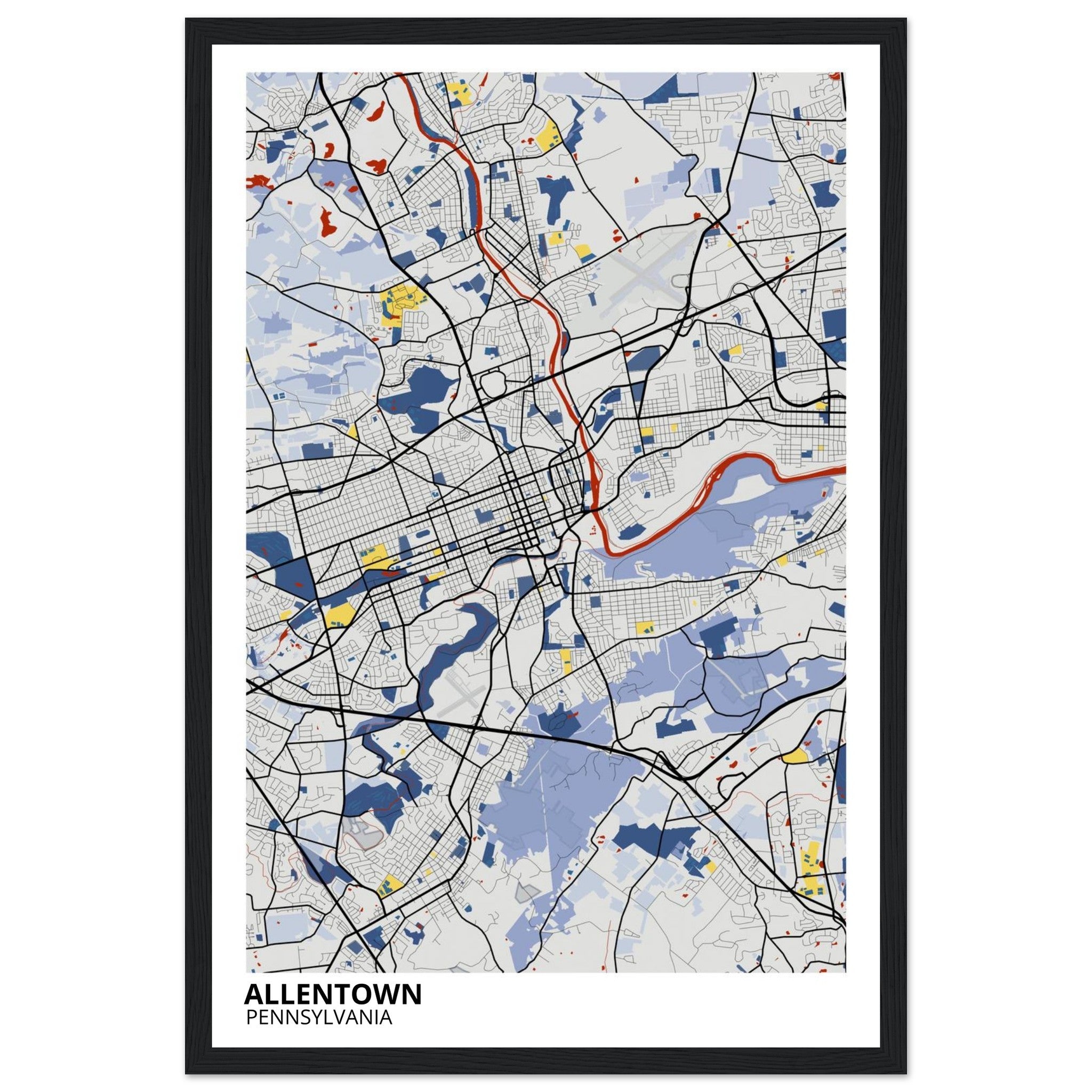 allentown map poster print