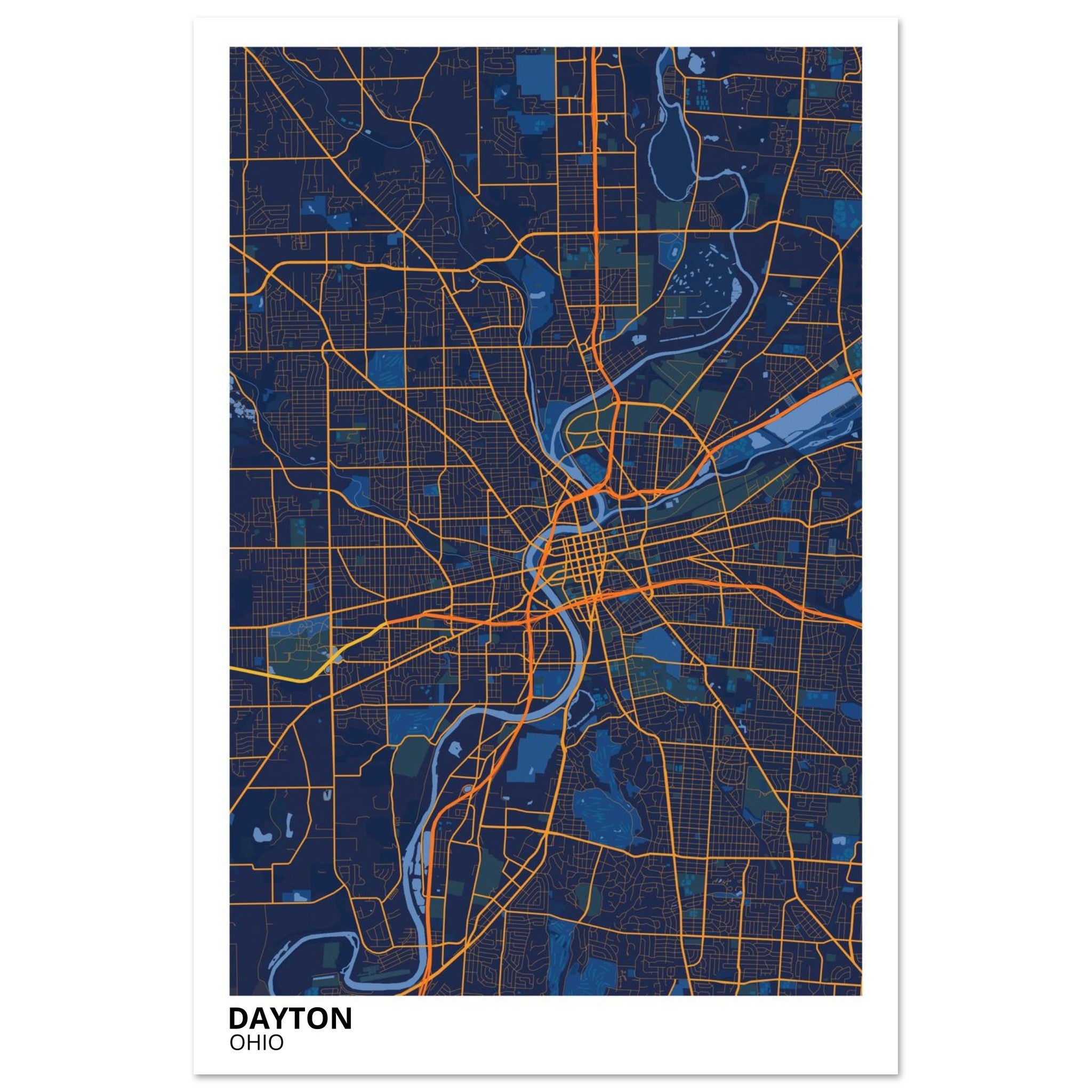 dayton map poster print