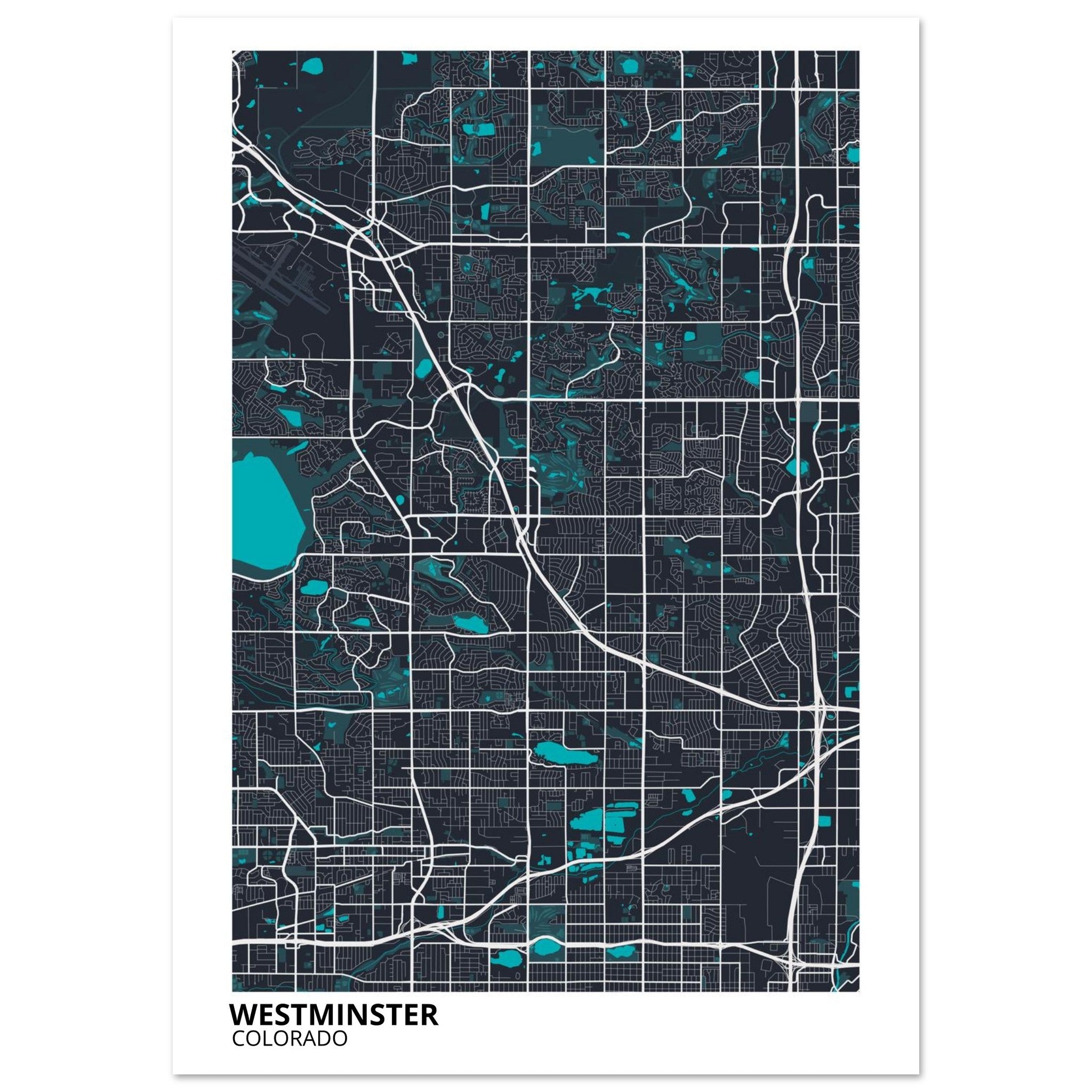 Westminster Colorado City Map Poster | Custom Map Art Print - Ink And Atlas