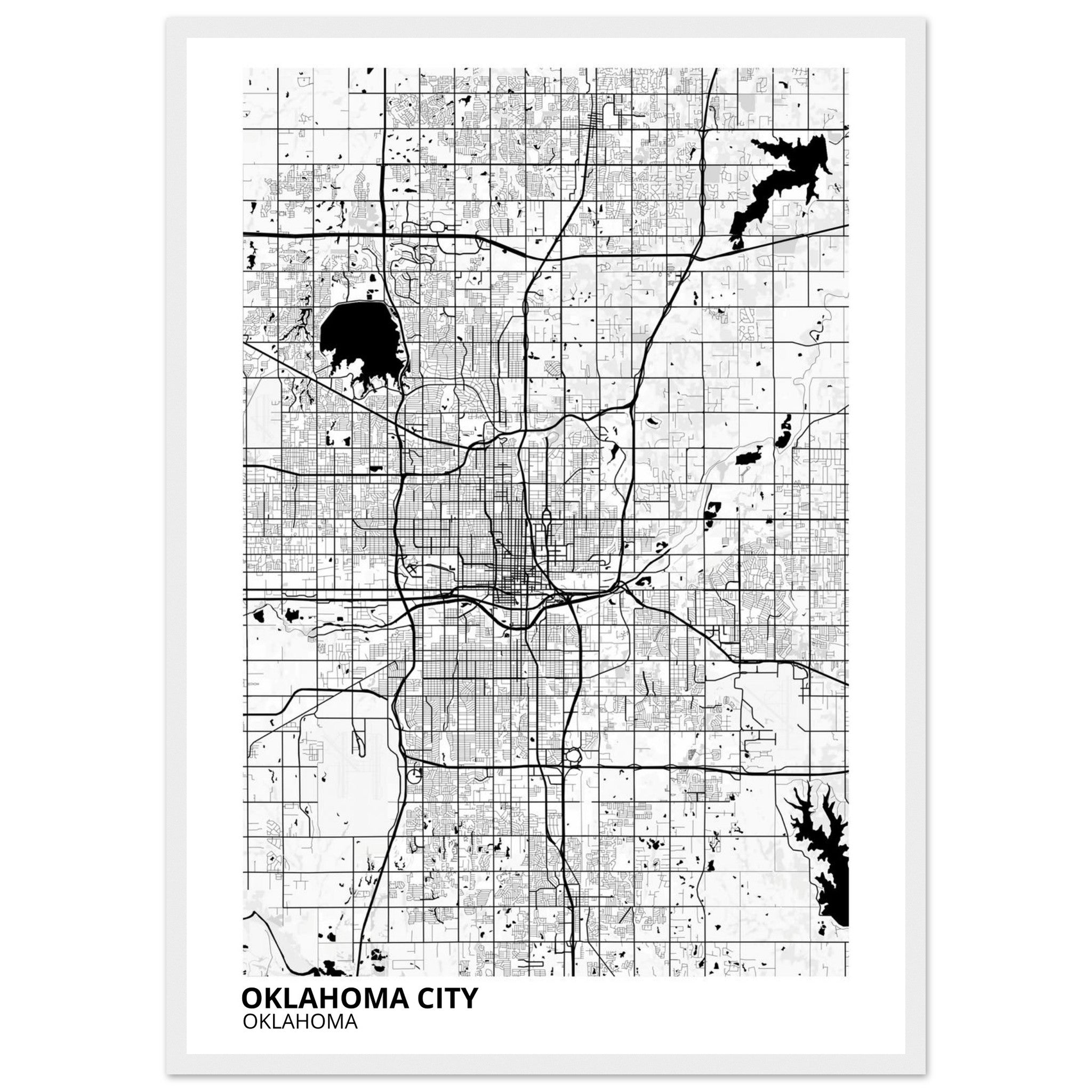 oklahoma city map poster print
