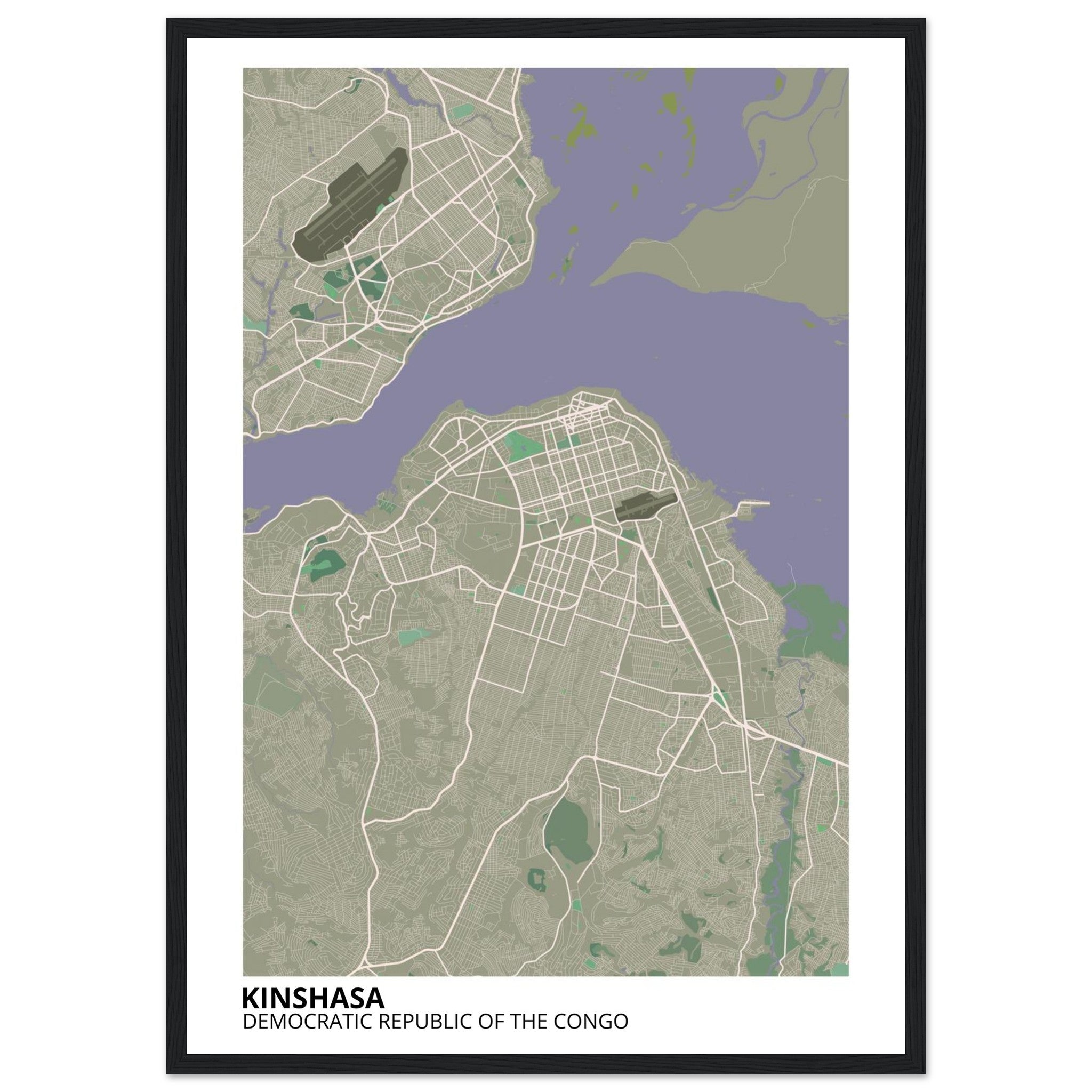Kinshasa Congo City Map Poster | Custom Map Art Print - Ink And Atlas