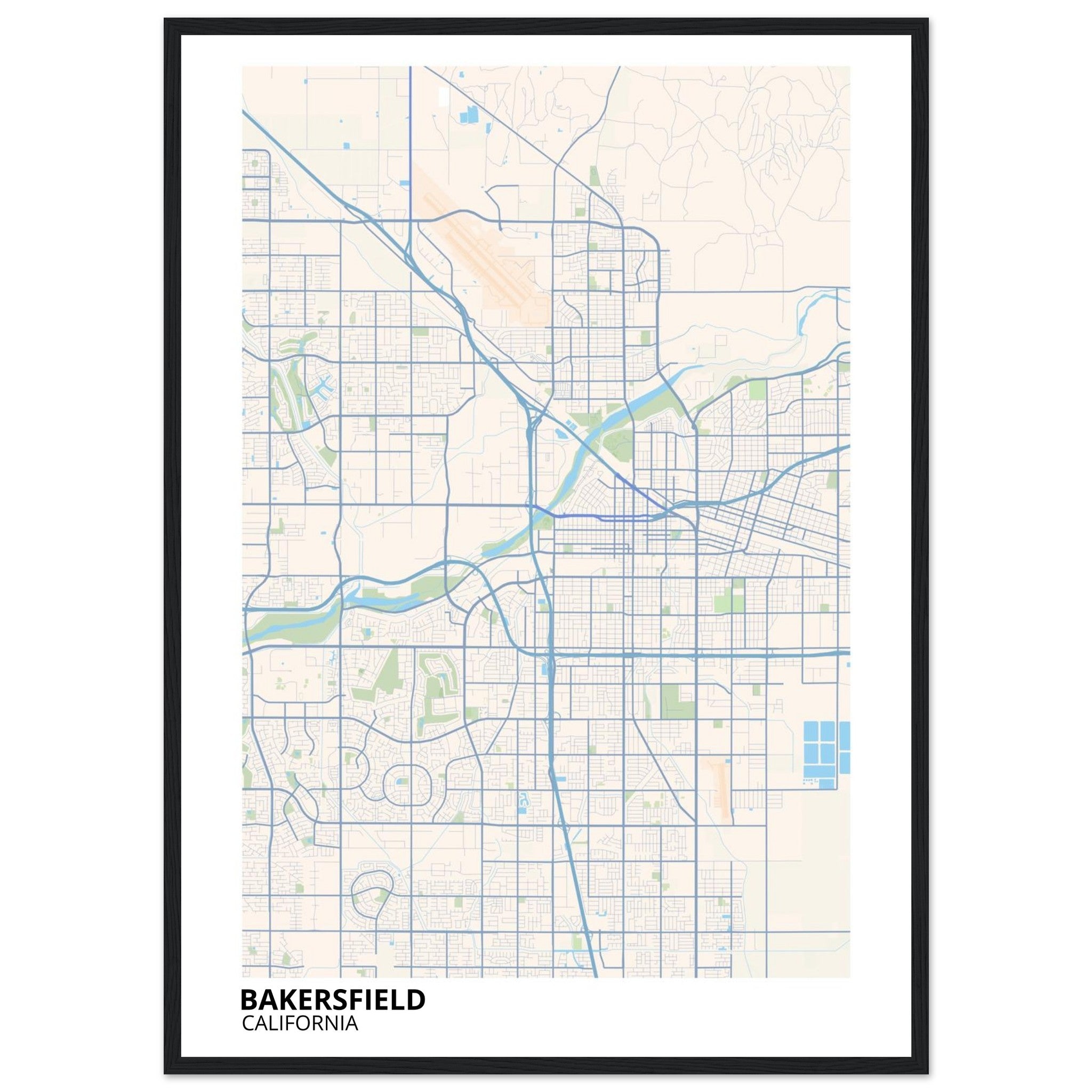 bakersfield map poster print