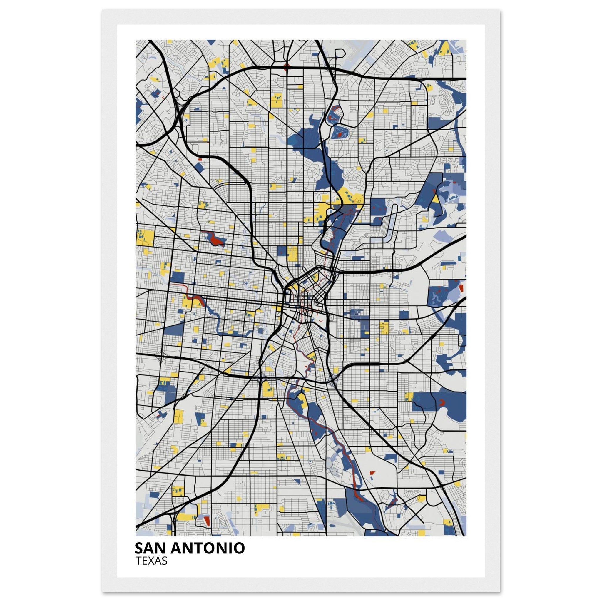 San Antonio Texas City Map Poster | Custom Map Art Print - Ink And Atlas