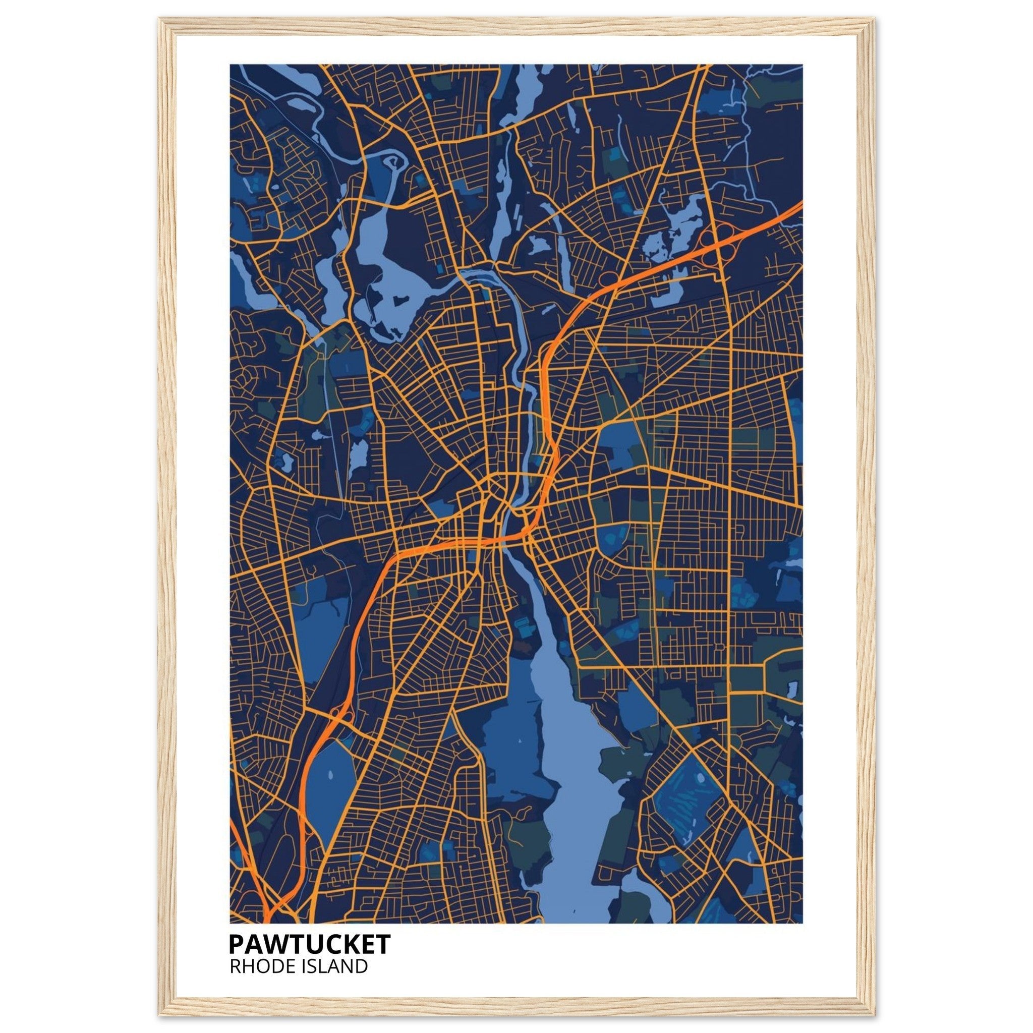 Pawtucket Rhode Island City Map Poster | Custom Map Art Print - Ink And Atlas